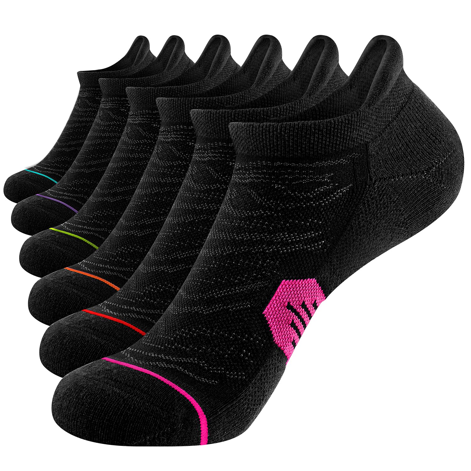 Fitrell 6 Pack Women's Ankle Running Socks, Low Cut Athletic Socks With Tab