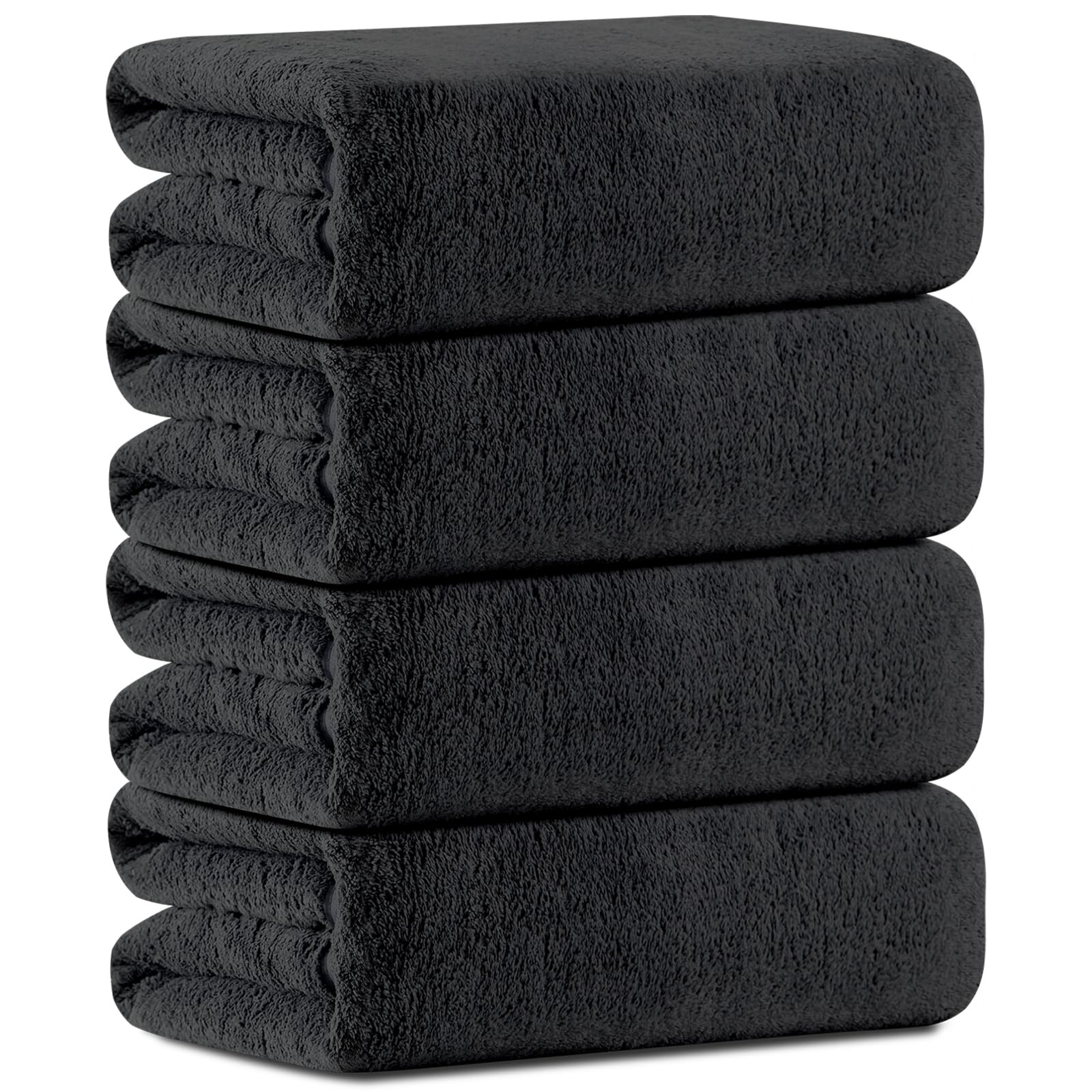 4 Pcs Oversized Bath Towels Extra Large 35x70 Inches Black Bath Sheets Towels for Adults Microfiber Bathroom Towel Quick Dry Ultra Soft Absorbent Shower Towels Set Collection