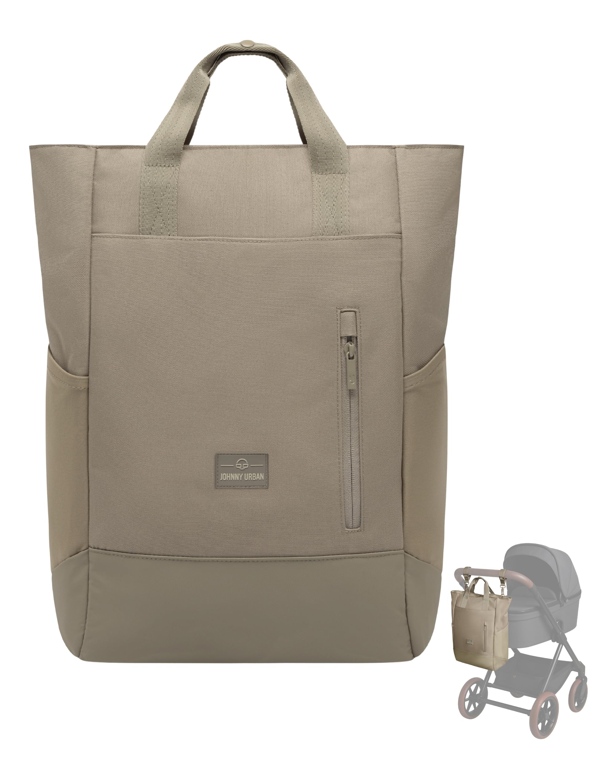 Johnny Urban Wickelrucksack & Wickeltasche für Kinderwagen Grau - Blair - Kinderwagentasche mit vielen Fächern & Flaschenhalter - 16 Liter Volumen - Wasserabweisend