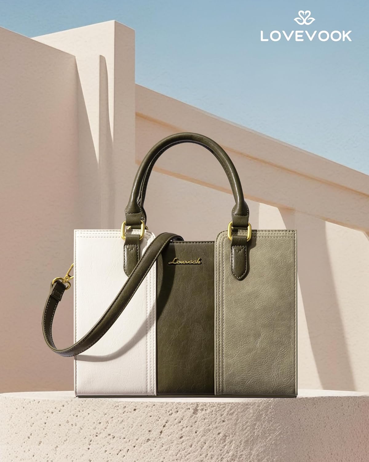 LOVEVOOK Purse for Women, Vintage Leather Shoulder Handbag, Small Ladies Satchel Tote Purse Top Handle Crossbody Bag for Work - Image 3