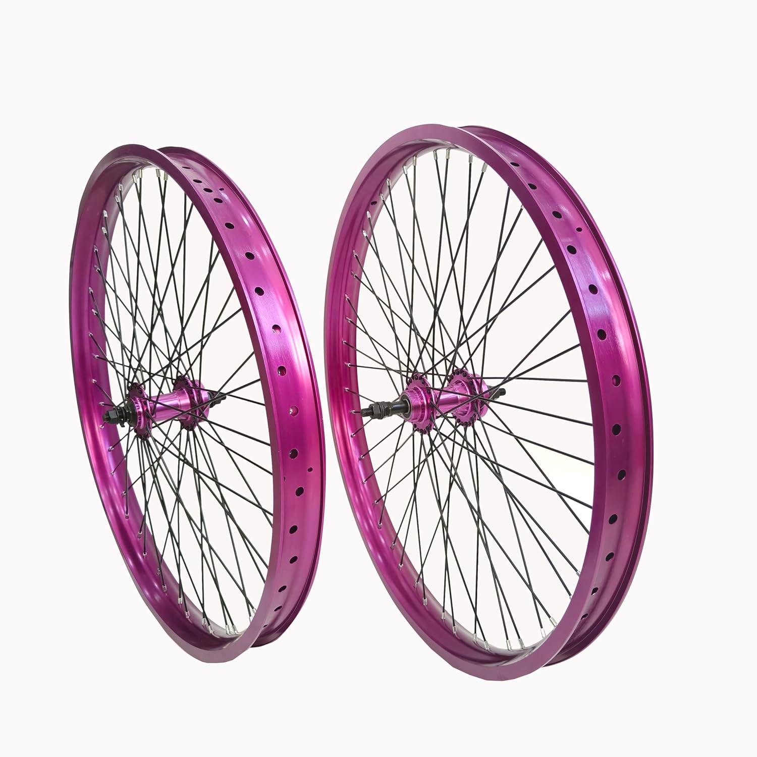 26" Heavy Duty Bike Front & Rear Rim, 12 Gauge 48 Spokes Wheel, 2.35-3.5" Tire Double Wall Aluminum Alloy Bicycle Rim Disc Brake Purple