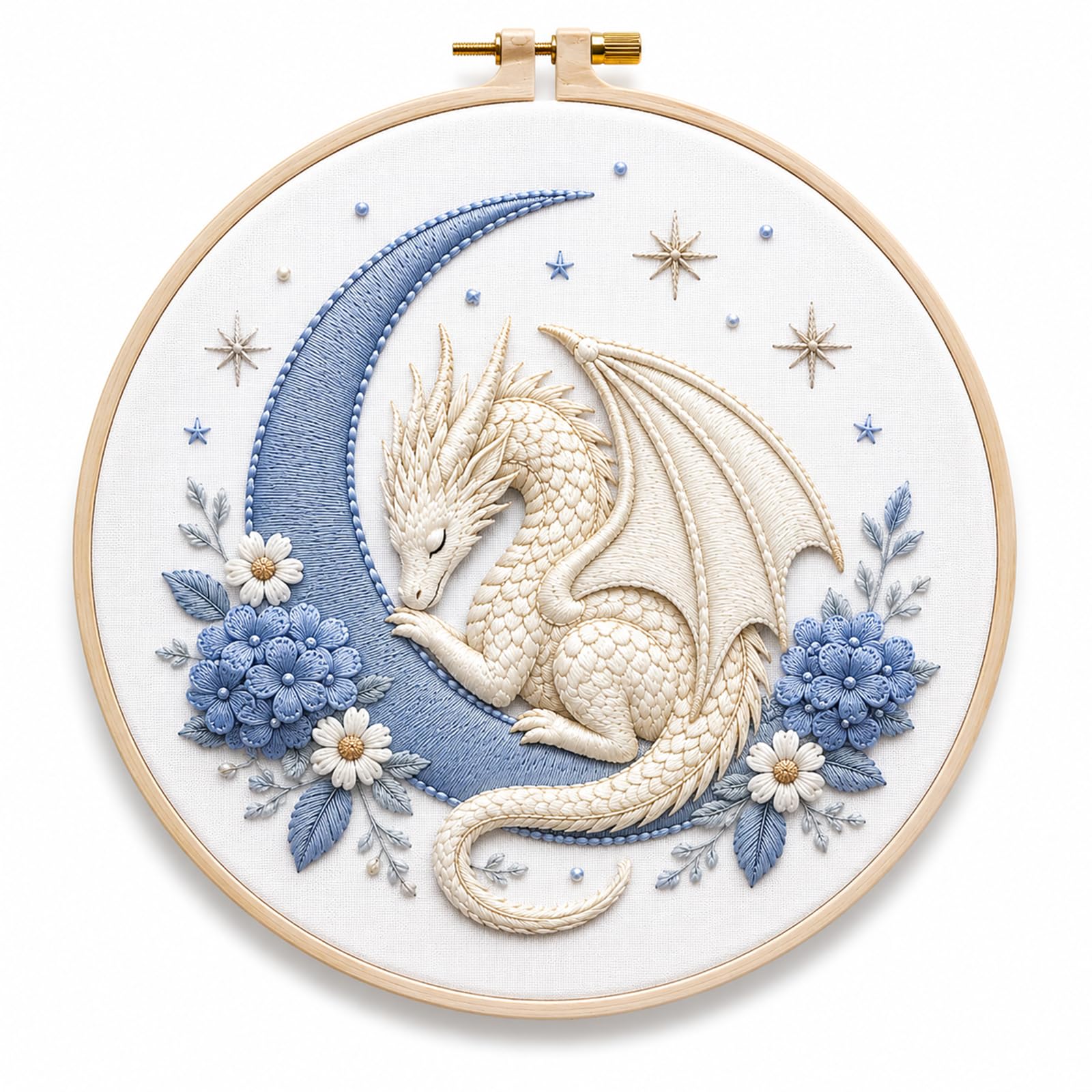 Embroidery Kit for Beginners, Dragon Hand Embroidery Set with 20cm Hoop