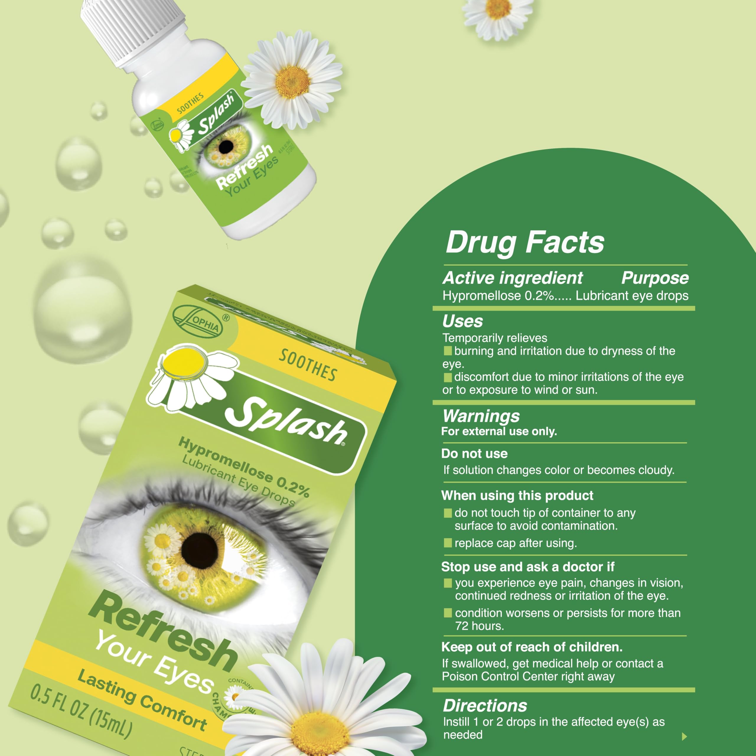 Splash Refresh Soothing Eyes Drops for Tired Eyes, Contains Chamomile, Daily Use 0.5 Fl Oz Bottle (Pack of 1) — Amazon image 10
