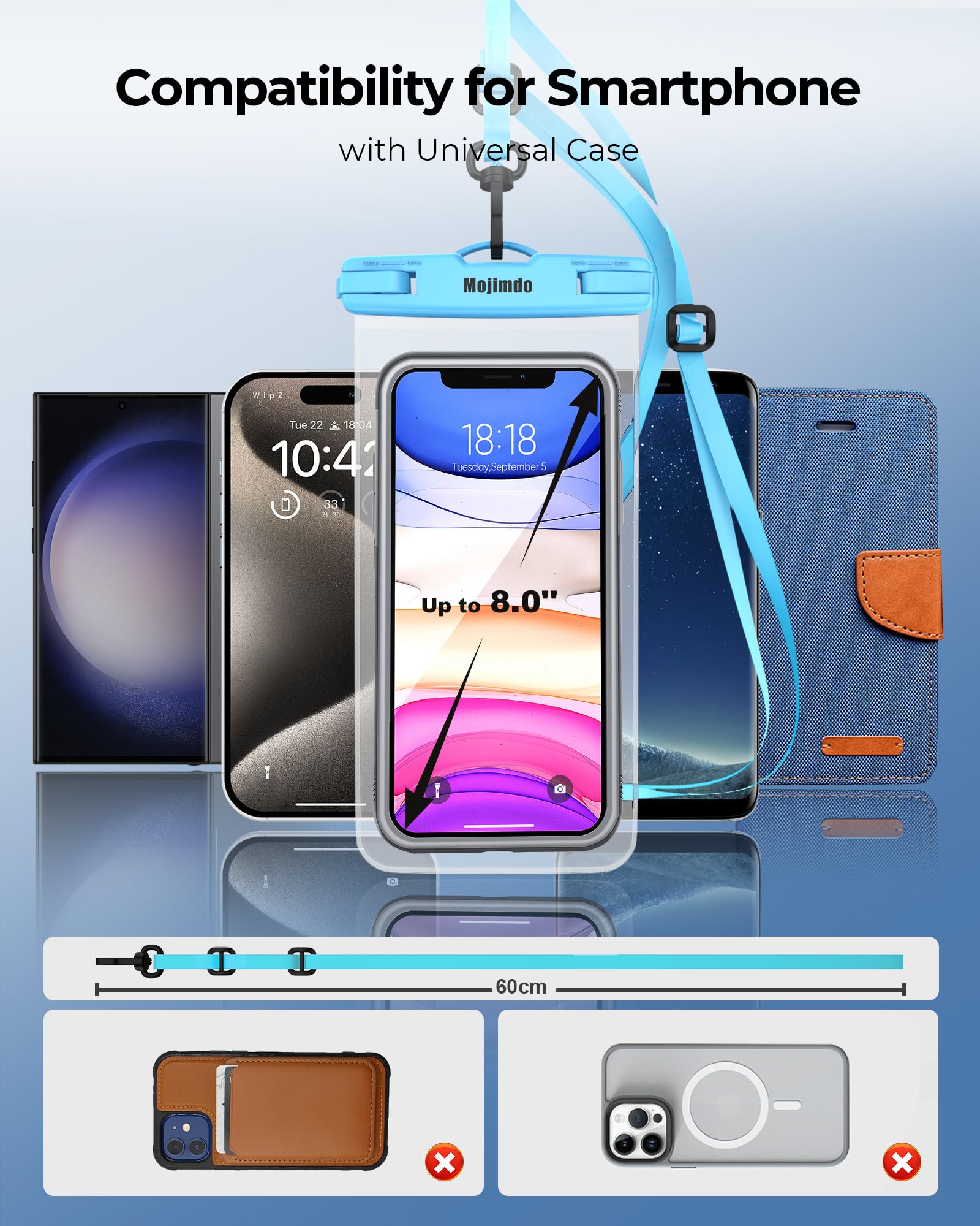 Funda De Agua Para Movil Mojimdo Excelente 8,00'' Plus Funda