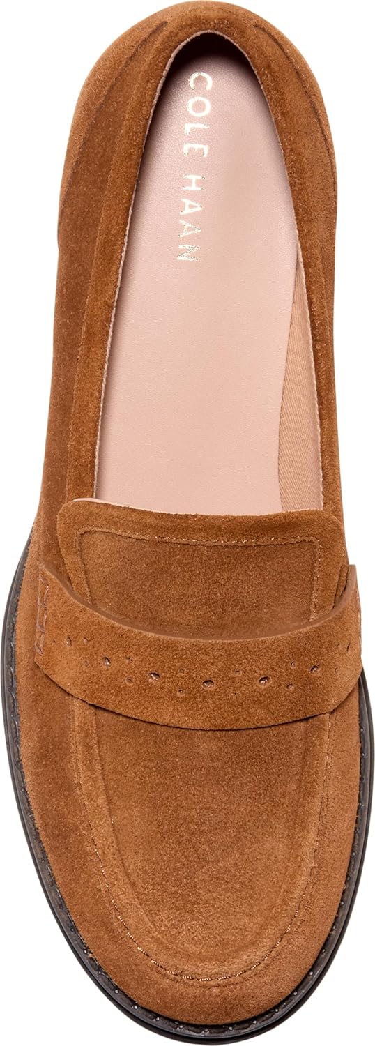 Cole Haan Women's Corrinne Lug Penny Loafers, Tobacco Suede, 5.5-B US - Image 3