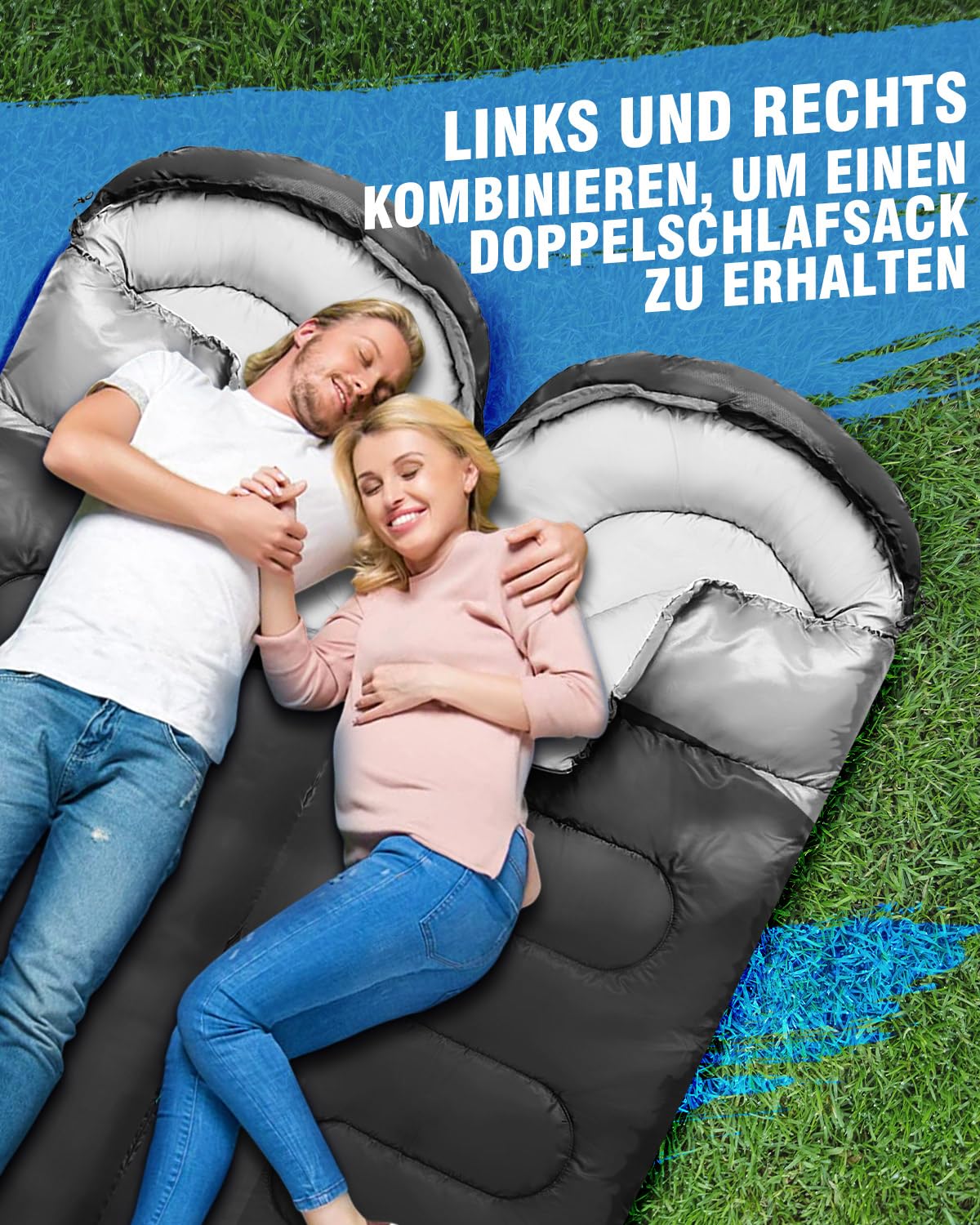 Schlafsack 3-4 Jahreszeiten, Outdoor Wasserdicht Ultraleicht Deckenschlafsack mit Innentasche für Erwachsene Kinder, Tragbare Kompakter Schlafsack für Camping, Wandern, Reise, 220 * 75cm