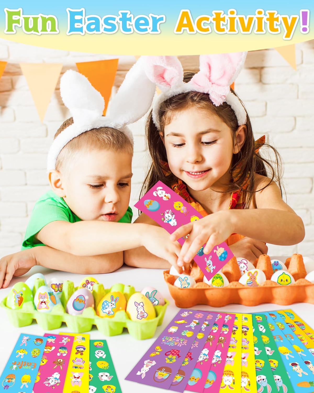1260 PCS Easter Stickers for Kids, 100 Sheets Egg Decorating Fillers Bunny Stickers, Party Favors Activities Crafts Gifts Toddlers Easter Basket Stuffers for Kids Boys Girls Goodie Bags