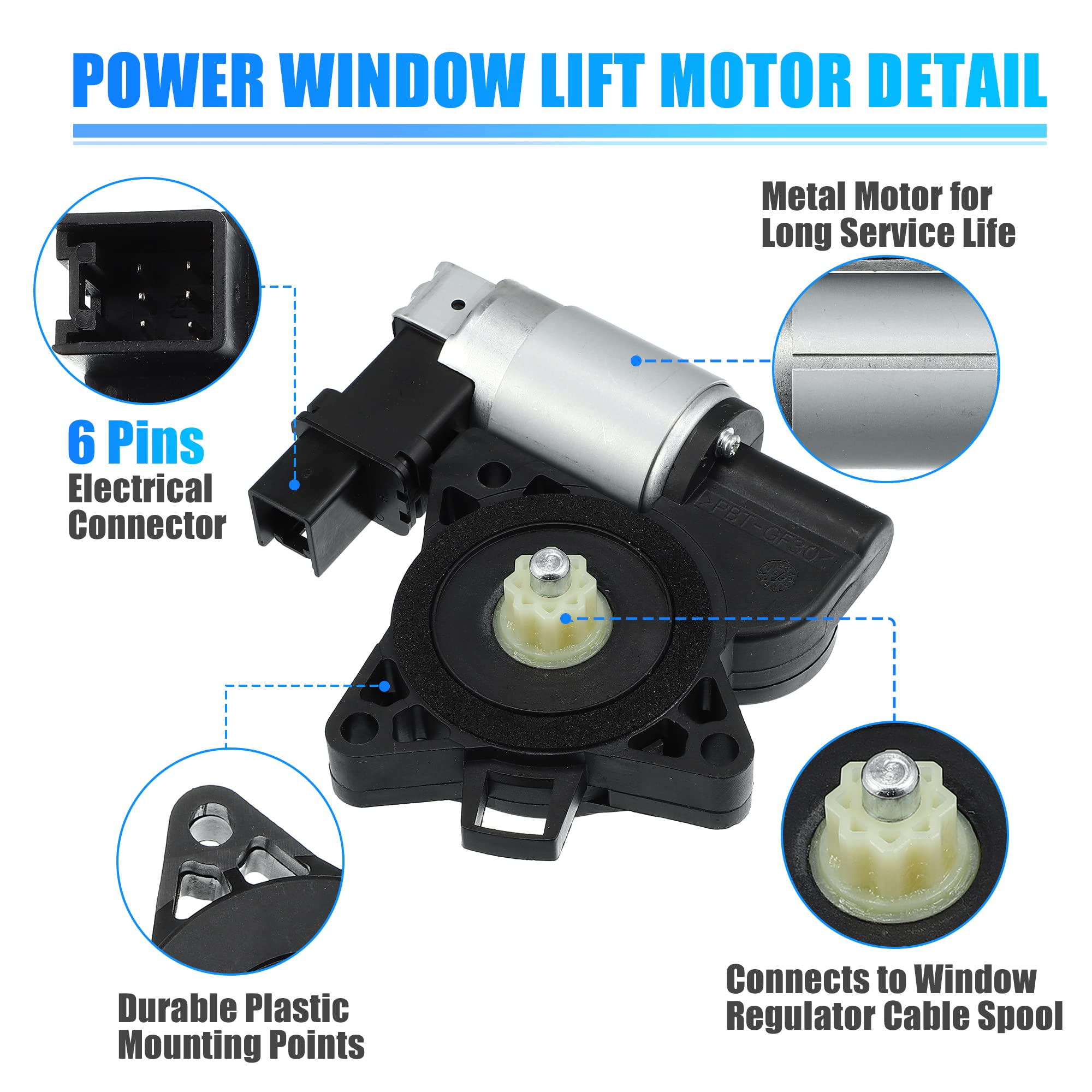X AUTOHAUX Moteur De Lève-Vitre Pour Mazda 3 04-09 1pc | Couleur Noir Argenté, Matériau Métal Plastique, Dim 12,5x11,5cm, Pour Mazda CX-7 07-12, Pour Mazda 6 03-08, OE G22C5858XF