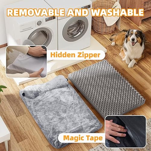Miniatura 5 de huraty Cama de felpa para perros medianos y grandes, colchón de espuma viscoelástica para perros con funda lavable, tapete antideslizante para