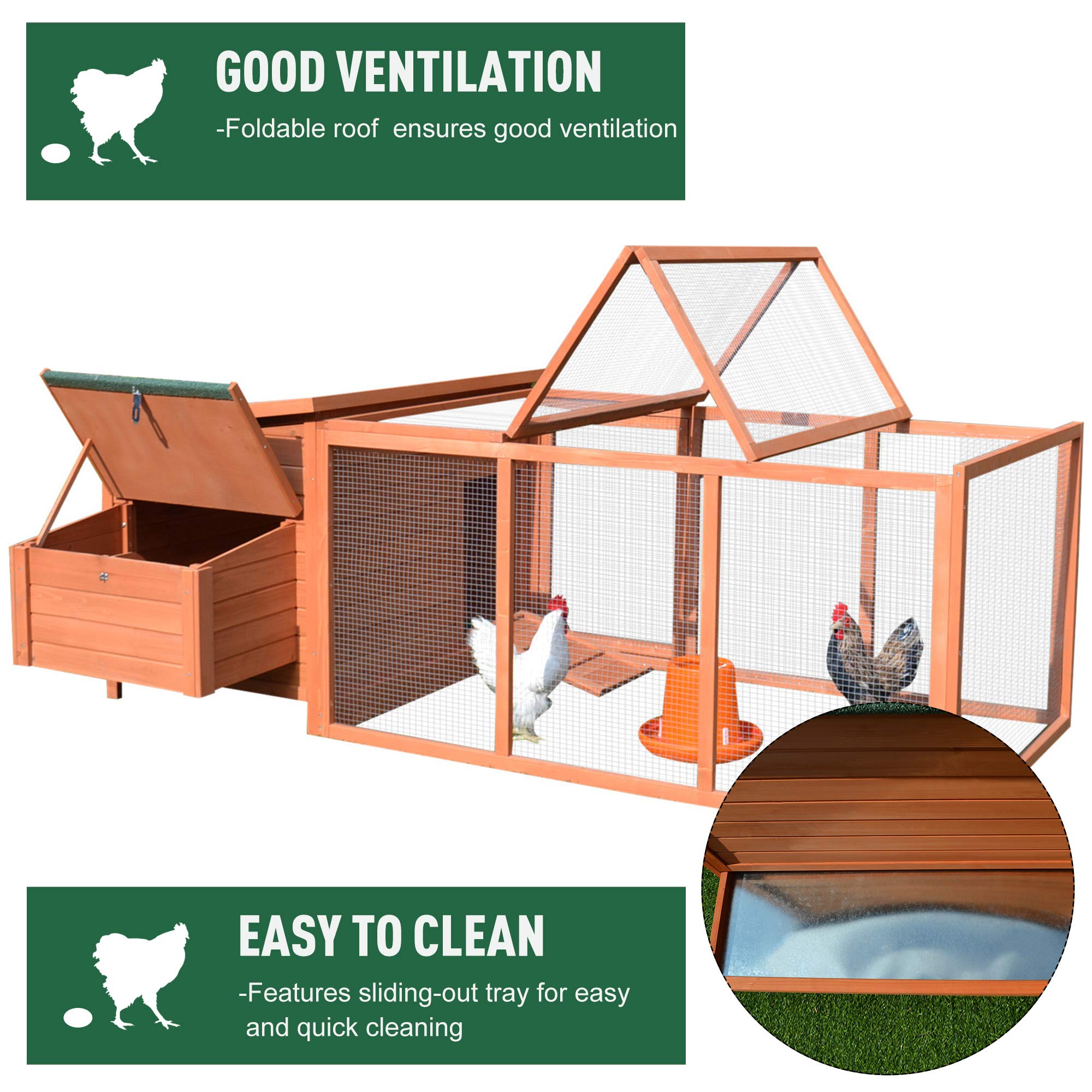 Buy PawHut 87" Deluxe Wooden Backyard Chicken Coop With Large Outdoor