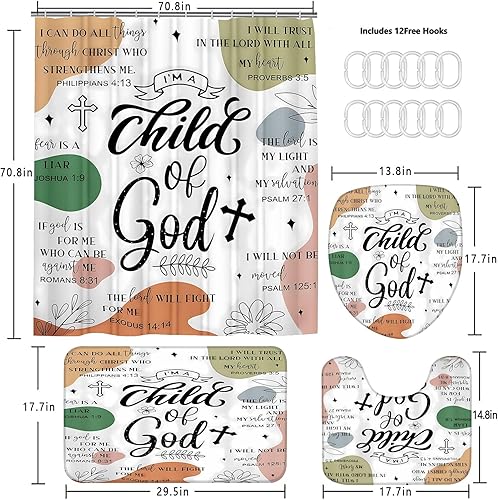 Miniatura 36 de Yizheer Juego de cortinas de ducha geométricas rojas con alfombras antideslizantes, cubierta de tapa de inodoro y tapete de baño, juego