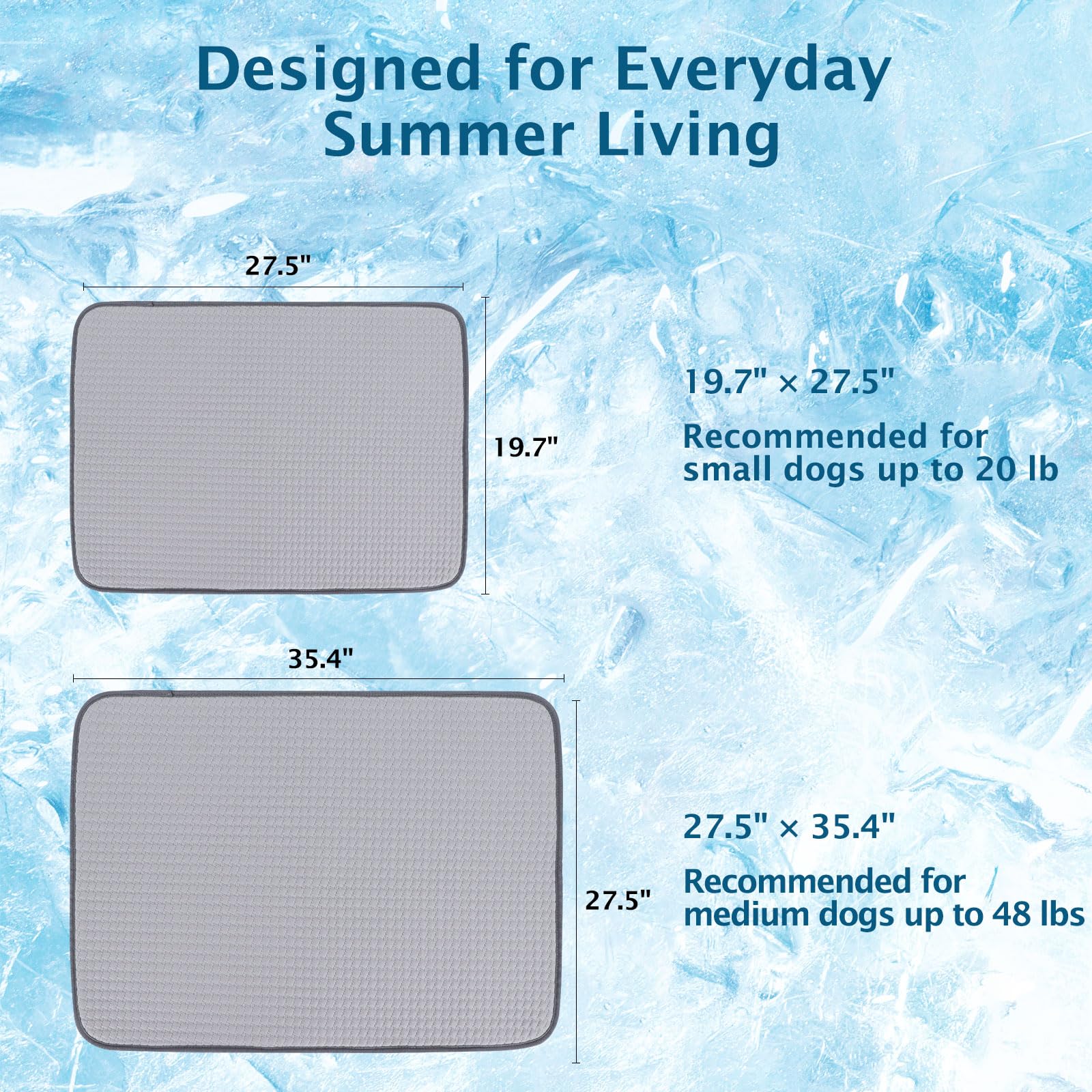BVAGSS Colchoneta Refrescante para Perros, Cojín Refrescante Alfombrilla Refrescante, Cama Fría y Manta Refrigerante Duradera para Mascotas XH084 (Gris,50x70cm)