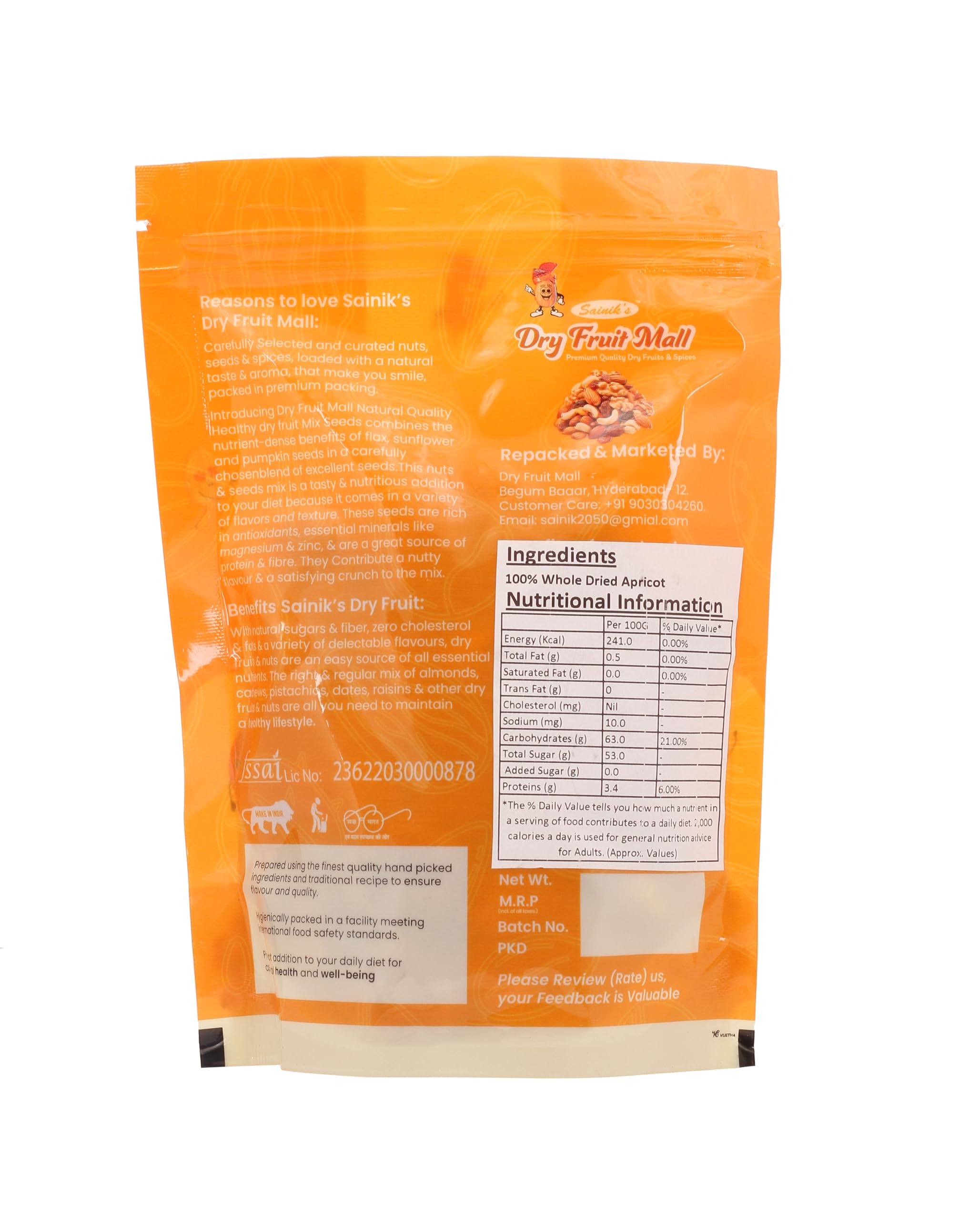 Sainik's Dry Fruit Mall Premium Dried Apricots/Jardalu/Kurbani/Khubani (800 Gram) 1