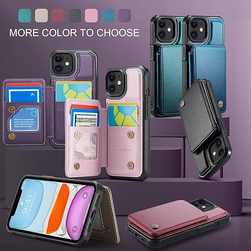 Miniatura 9 de Vinich Funda tipo cartera para iPhone 11 con soporte para tarjetas, bloqueo RFID, ranuras de crédito, función atril, a prueba de golpes, para