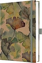 Sigel JN857 Notizbuch A5 liniert, stärkeres 100 g Papier, Geschenkbuch Jolie, Hardcover aus Kraftpapier, 192 Seiten, Pure Ginkgo, vegan, aus nachhaltigem Papier