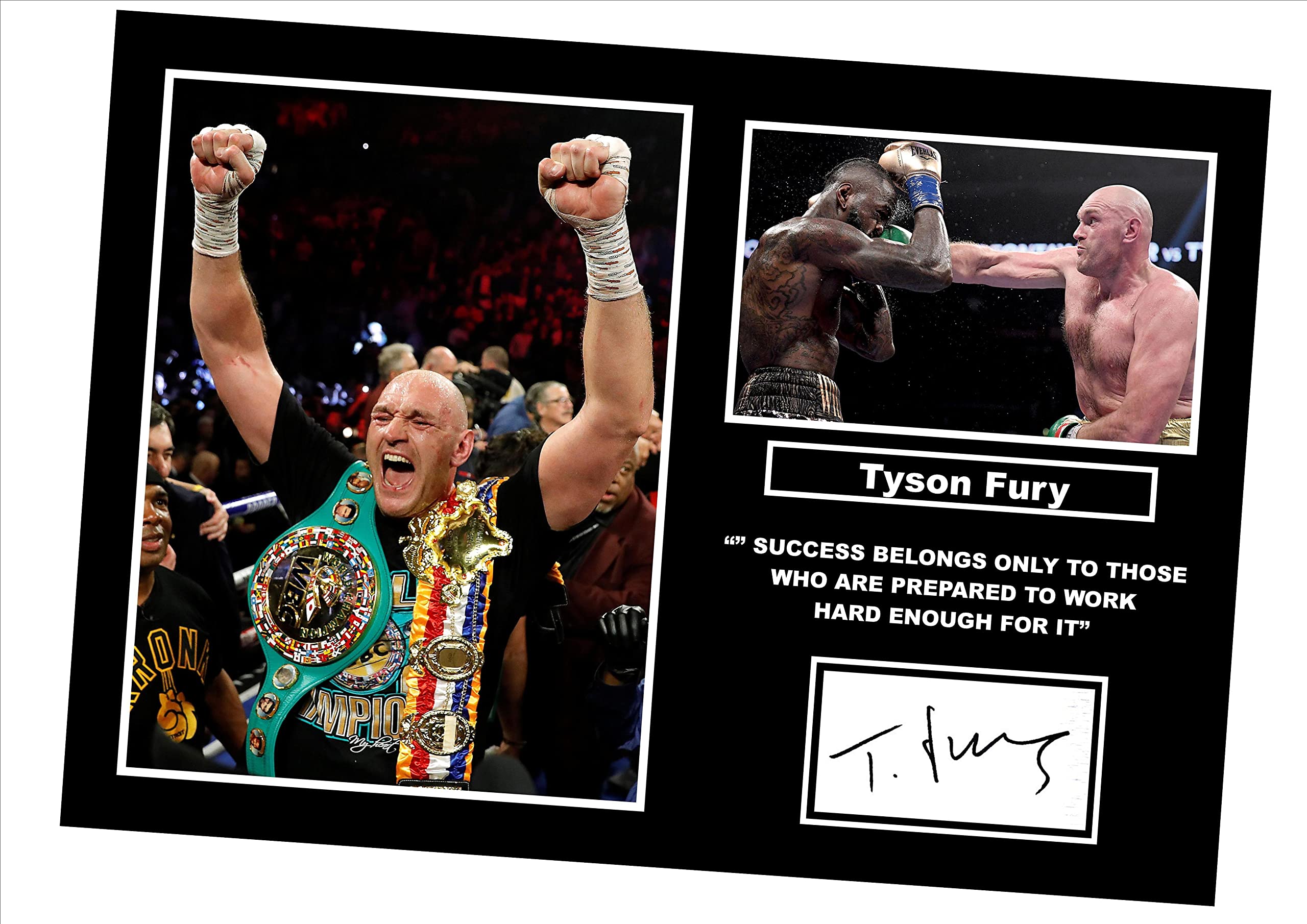 Signed By The Stars Multi Tyson Fury Signed/Autographed Motivational Print (A4 Print 29.7Cm X 21Cm)