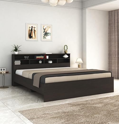 DesignFit Engineered Wood King Size Bed Without Storage | Wooden Double Bed Cot Palang Furniture for Bedroom, Living Room,...