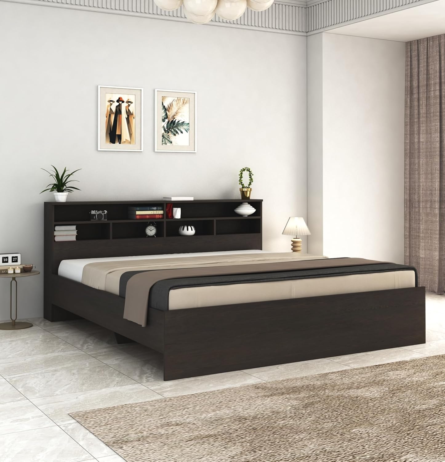 DesignFit Engineered Wood King Size Bed Without Storage | Wooden Double Bed Cot Palang Furniture for Bedroom, Living Room,... - Review, Price and Buying Guide