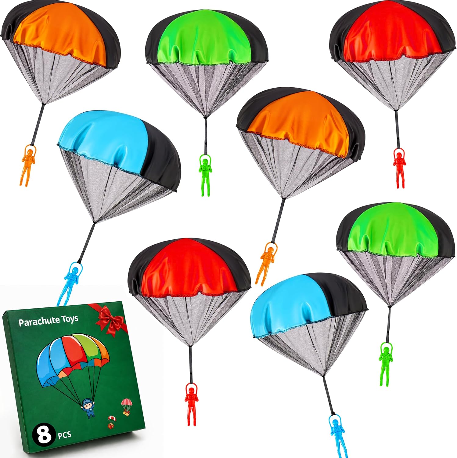 Yeeeasy Tangle-Free Parachute Toys for Kids Outdoor Flying Game, Boys 10Pcs | Rip-Stop Hand Throw Army Men Action Figures, 3 4 5 6 7 8 9 10 11 12 Year Old STEM Science Gift & Stocking Stuffers
