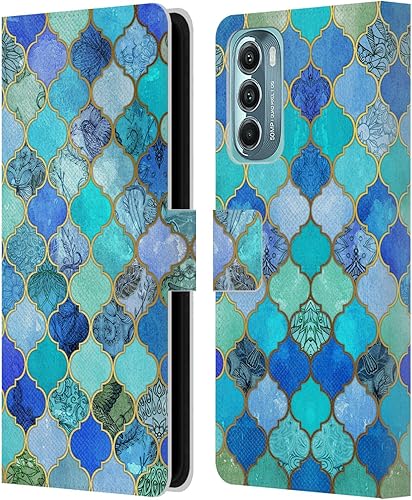 Miniatura 8 de Head Case Designs Officially Licensed Micklyn Le Feuvre Mint Green Moroccan Leather Book Wallet Case Cover Compatible with Motorola Moto G Stylus 5G