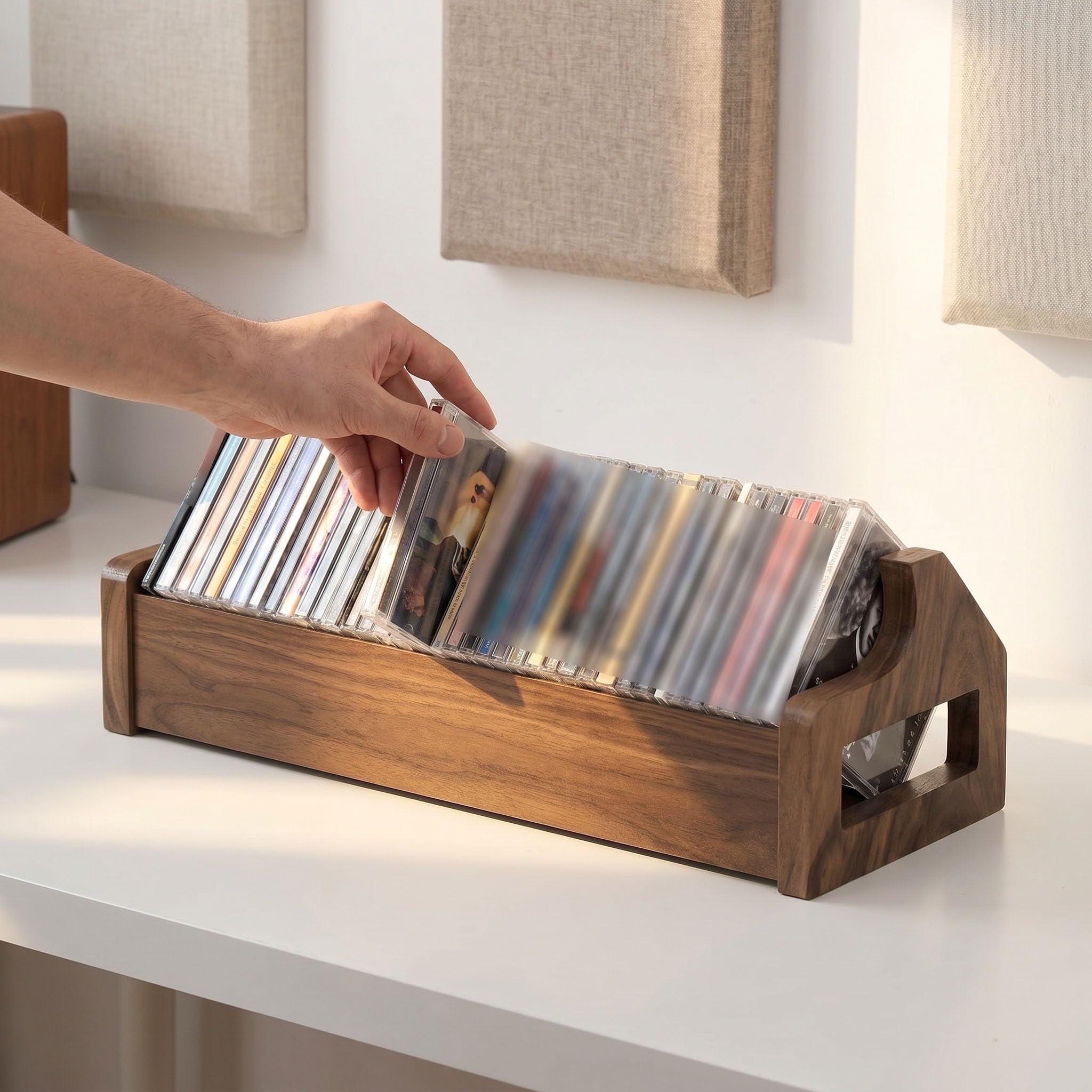Estante De Madera Maciza para CD/DVD - Soporte De Escritorio para BLU-Ray para Una Colección Multimedia Organizada - Elegante Estante De Exhibición para CD, DVD Y BLU-Ray