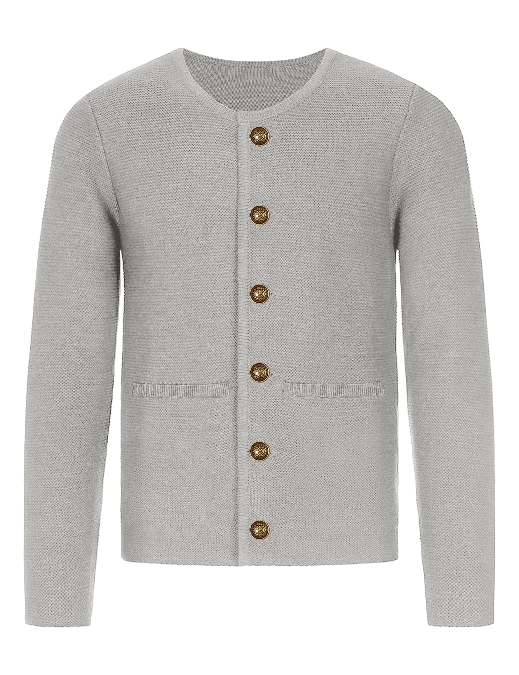 ATFORNA Herren Trachtenjacke Traditioneller Trachtenjanker mit Knopfleiste, Oktoberfest Outfit, Lederhosen Jacke, Trachtenmode für Männer, S-3XL
