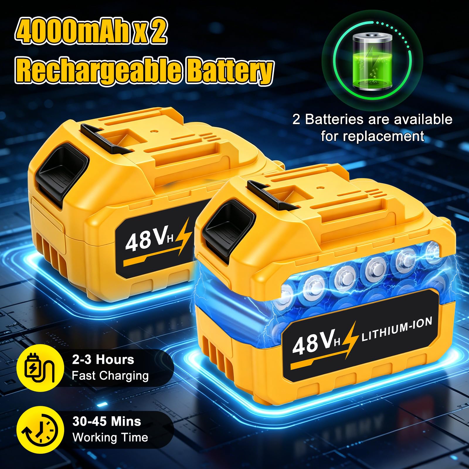 Desbrozadora con batería plegable con 2 baterías de 4000 mAh, 9000 rpm | Desbrozadora telescópica de 95 a 130 cm, con indicador digital de batería, mango ajustable y ángulo para jardín y césped