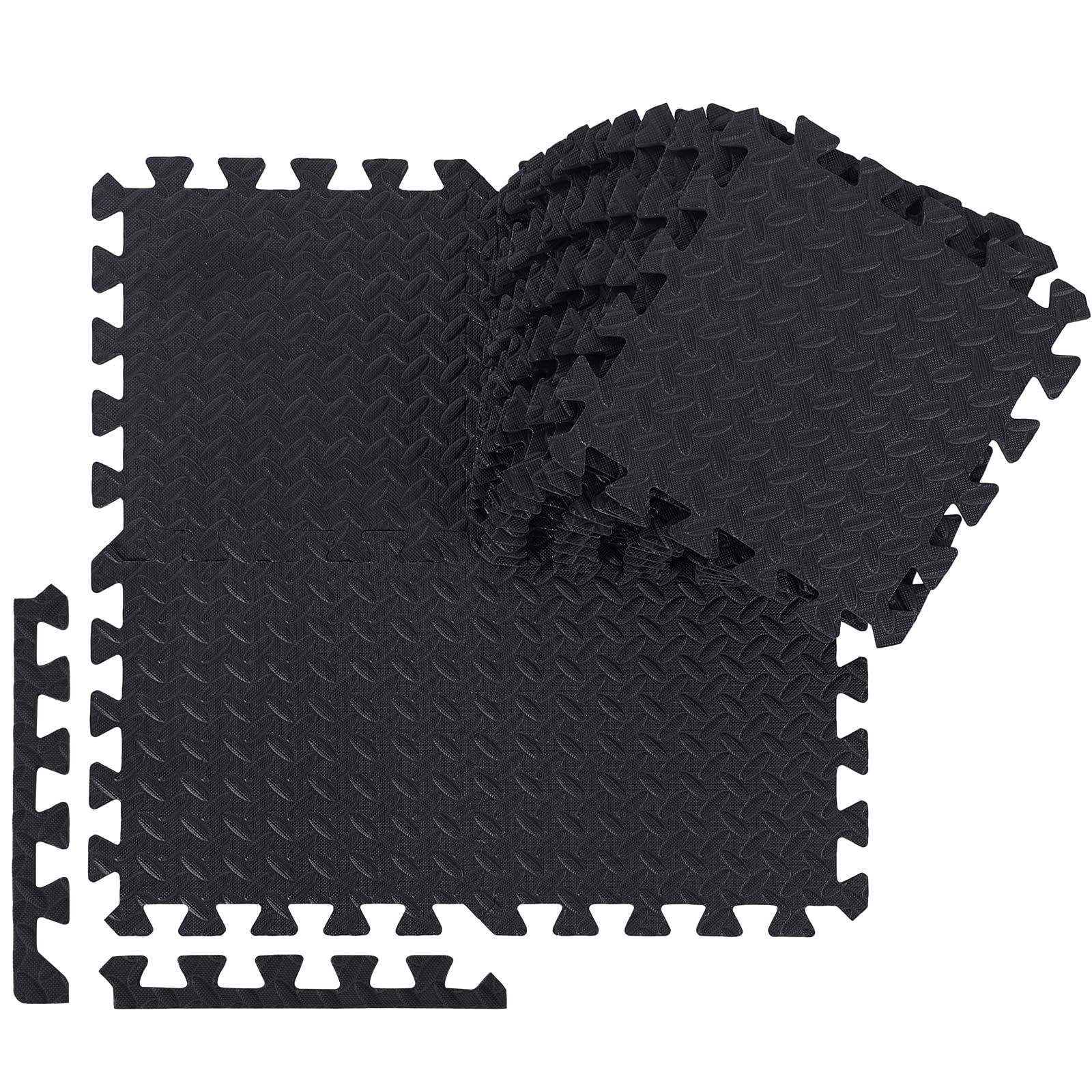 Ecally 100 Pcs 12 x 12 Gym Mat Foam Floor Mats for Home Gym Covers 96 Sq Ft Puzzle Exercise Square Interlocking Carpet Tiles with Border for Workouts