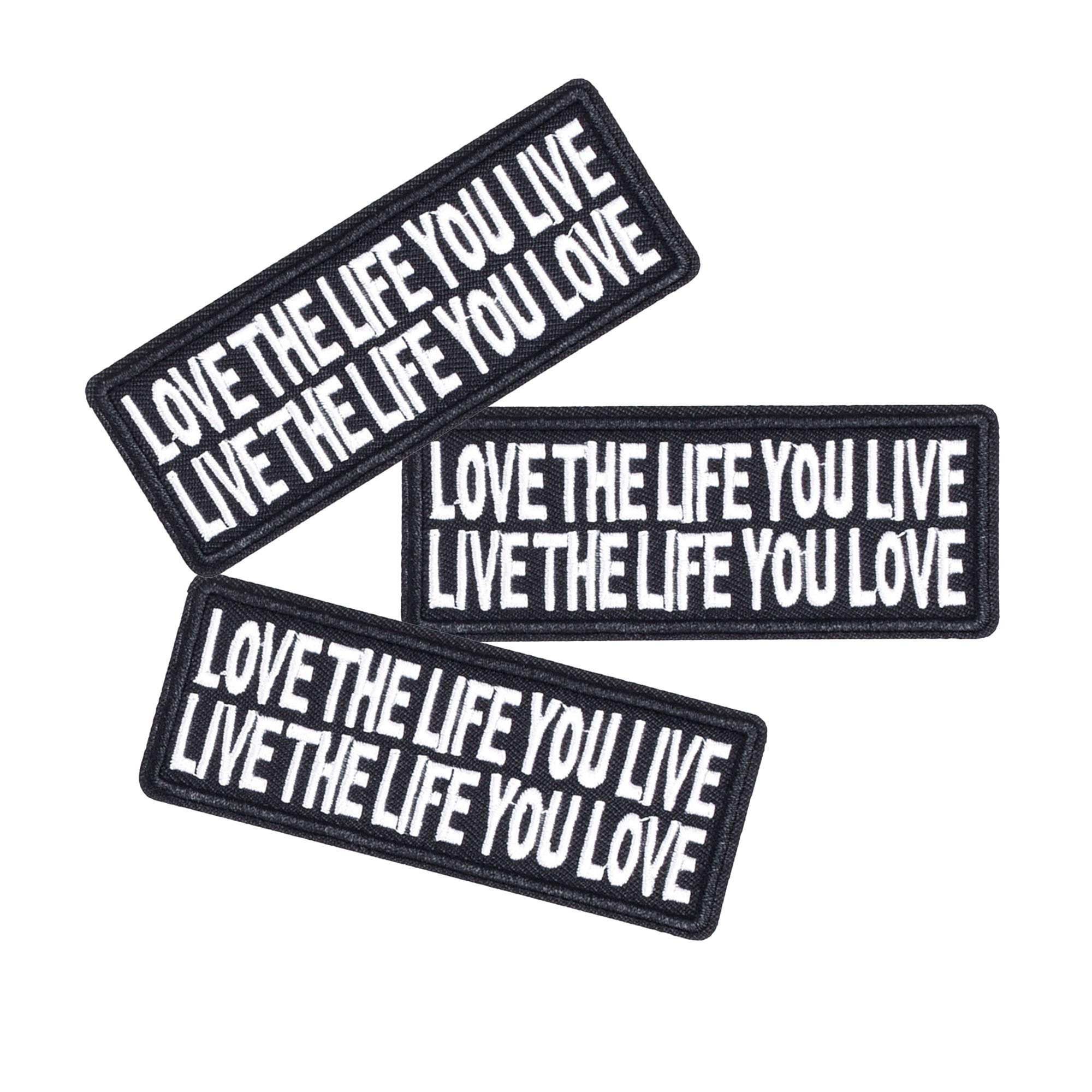 U-Sky Sew or Iron on Embroidered Patches | Love The Life You Live Live The Life You Love Inspirational Quote | Motivational Design | DIY Enthusiasts | Jackets Bags Accessories | 4"x1.6" 3PCs Pack