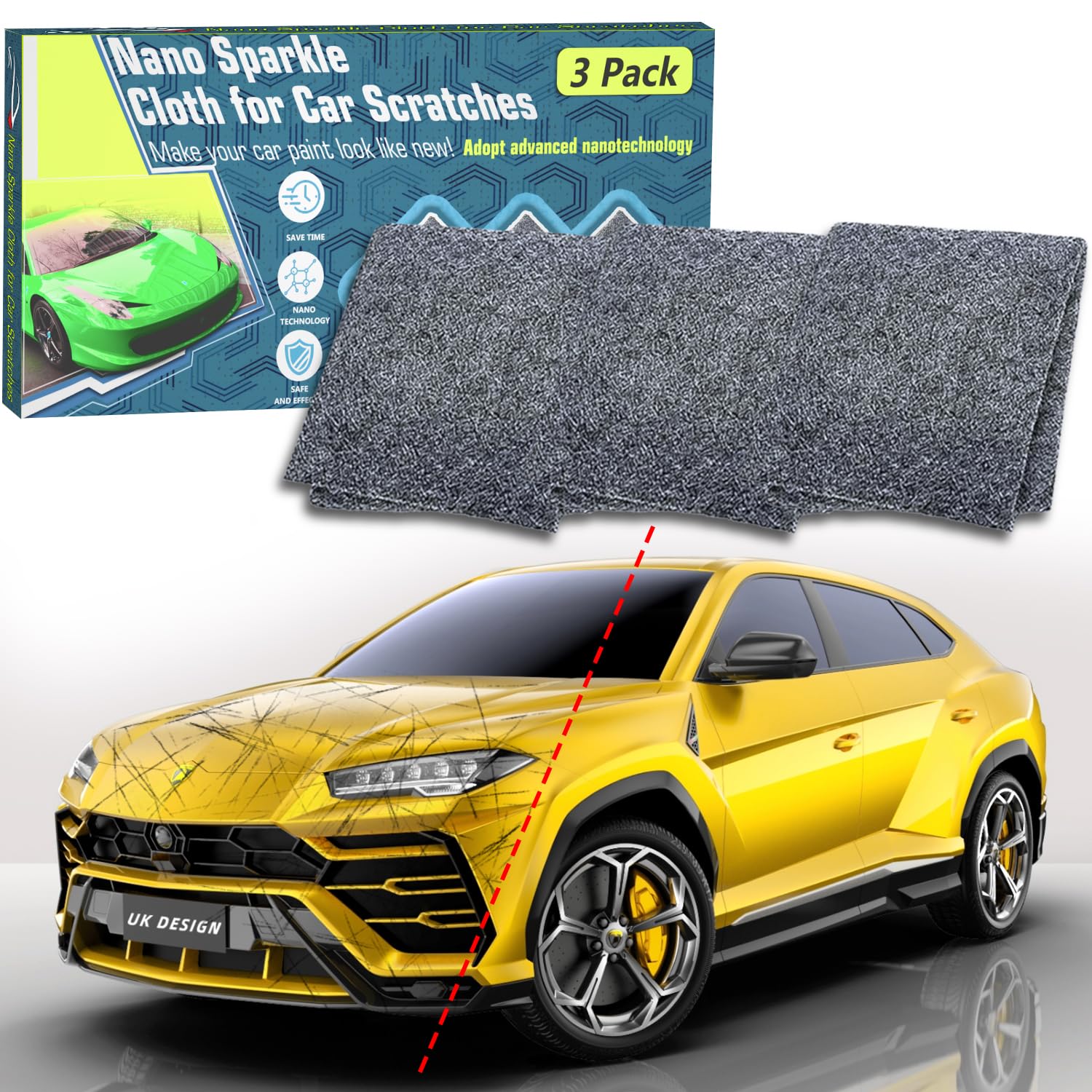 3 Pack Car Scratches Remover, Nano Sparkle Cloth for Car Scratchess, Easily Repair Paint Scratches and Nanosparkle Cloth for Car Scratches Easily Repair Car Scratches