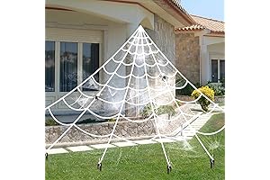 Giant Glow-in-the-Dark Spider Web with Super Stretch Cobweb Set and 2 Spider...