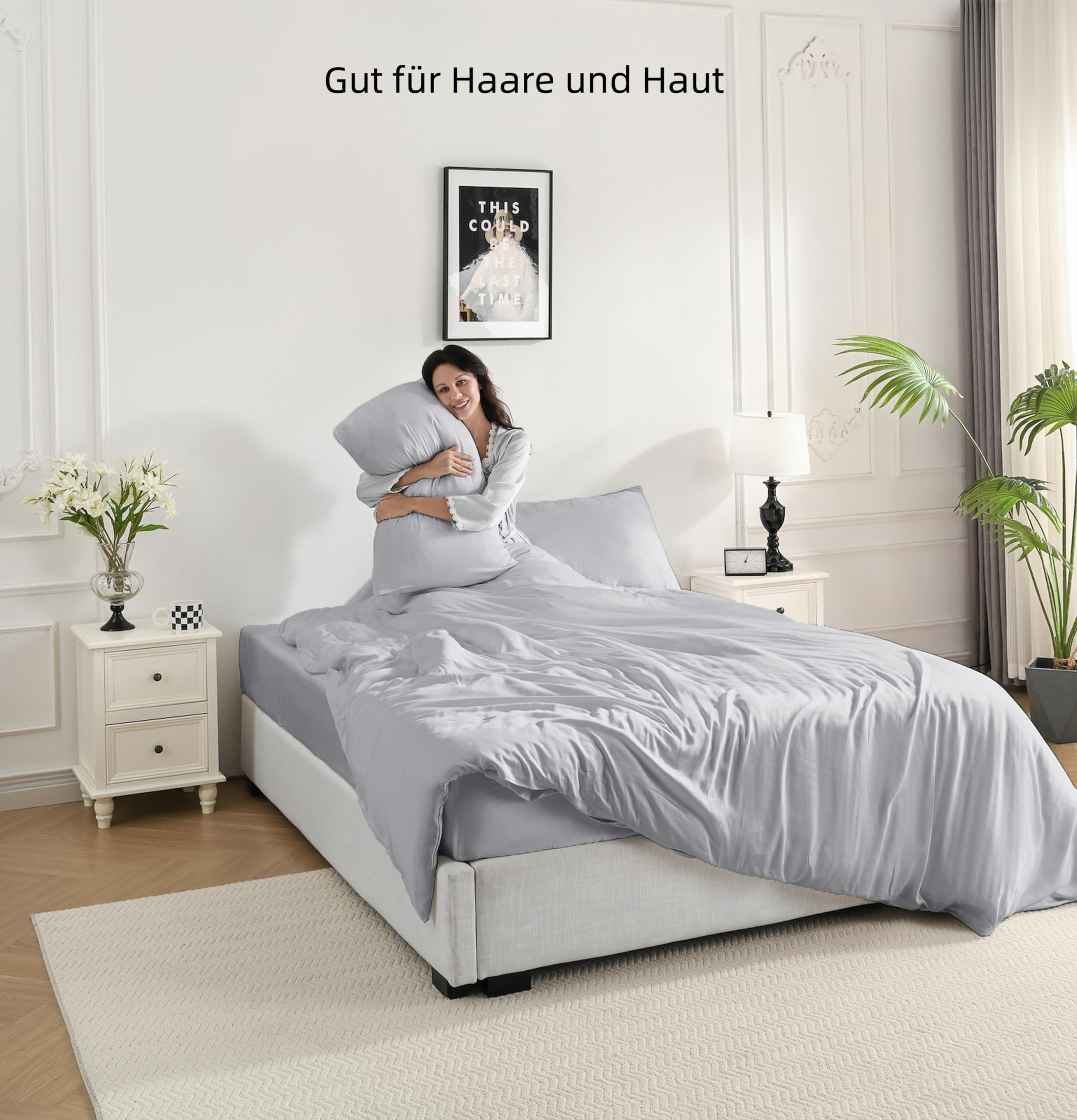 Prześcieradło z gumką bienDo 200x200, do łóżek typu Boxspring, jasnoszare, bambusowe, 35 cm głębokości, dla wysokich materacy, topper super miękki jak bawełna egipska, hipoalergiczne i oddychające