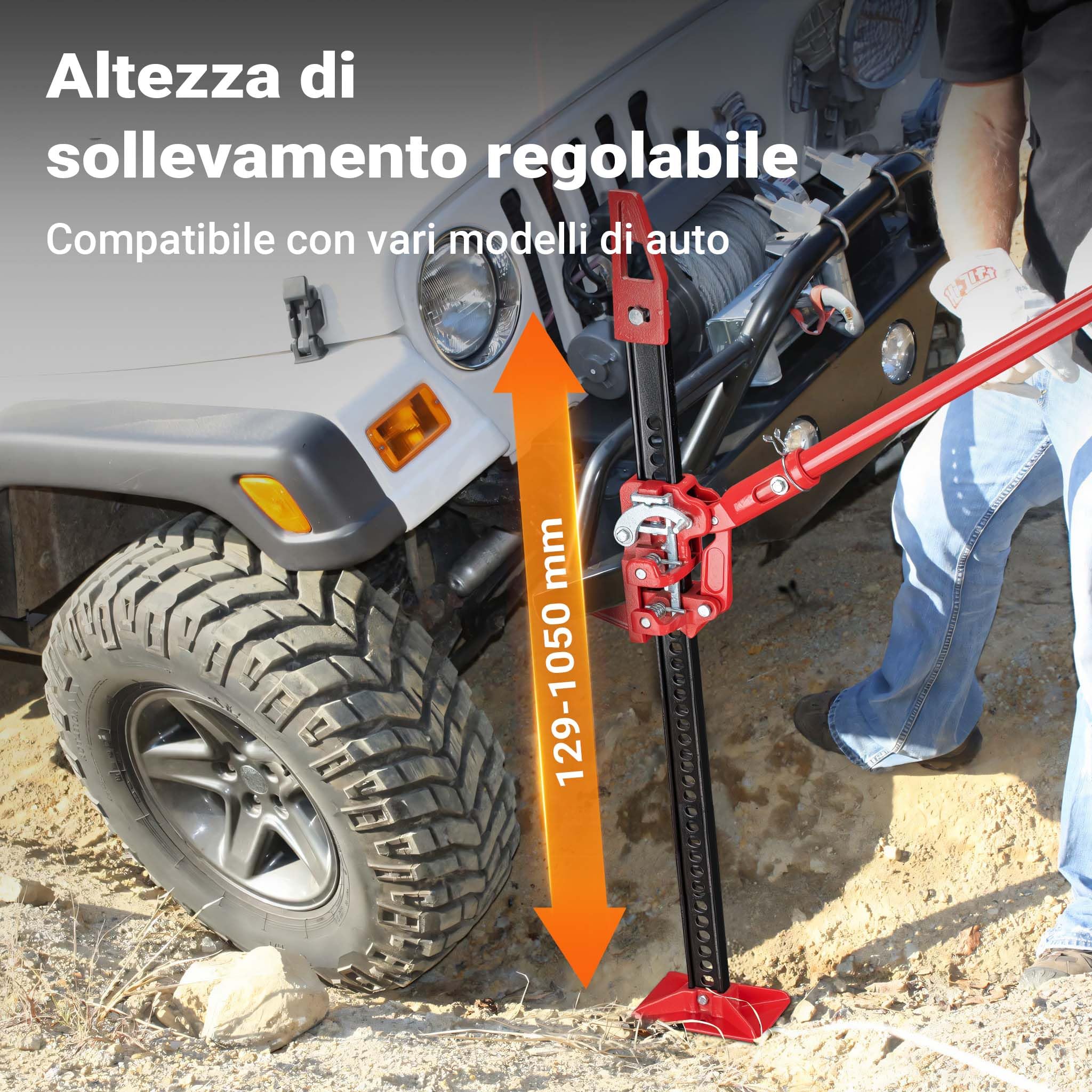 Wiltec Binda Meccanica 48'' Fino a 3000 kg, Altezza di Sollevamento Massima 105 cm, martinetto in Acciaio, cric agricolo Fuoristrada, SUV e ATV