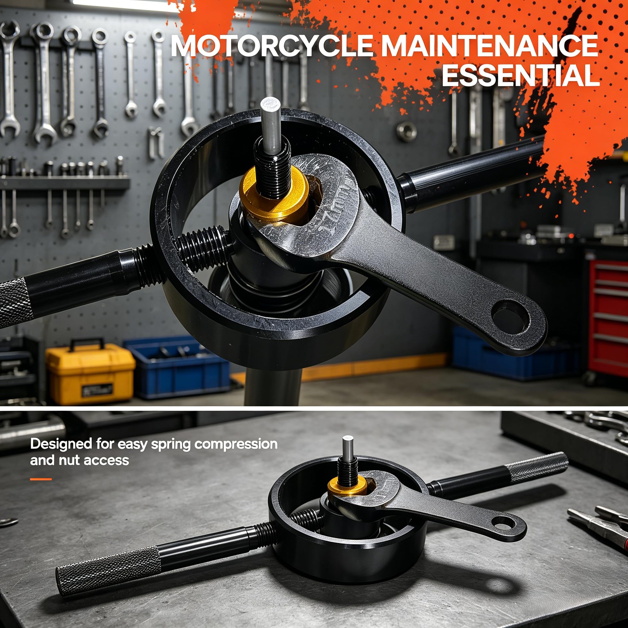 Outils de Compresseur de Ressort de Fourche de Moto, Kit d'entretien à Ressort de Fourche en Aluminium, Kit D'Outils pour L'Entretien des Ressorts HéLicoïdaux, pour Réparation et Entretien