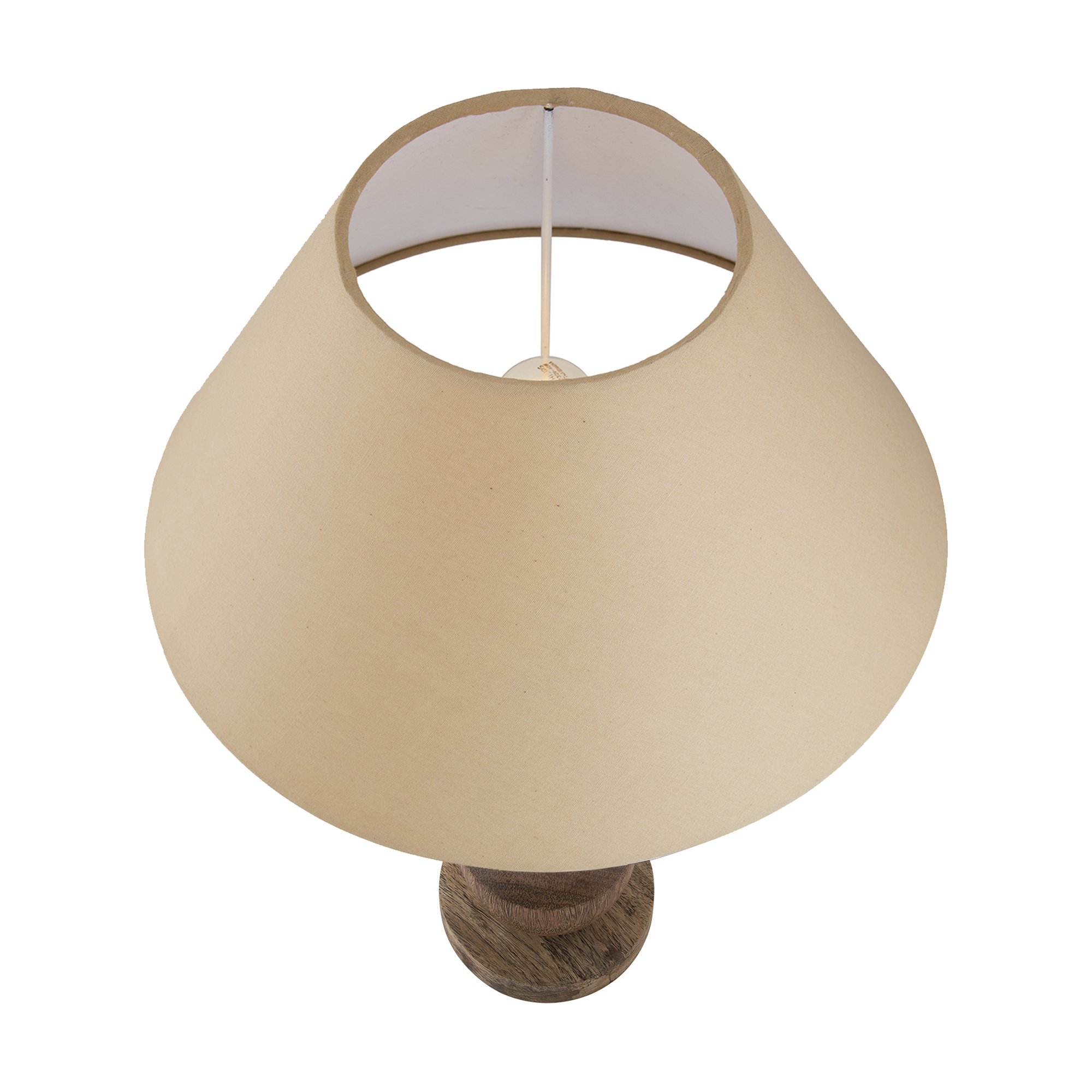 Homesake® Handcrafted Wooden Table Lamp for Bedroom & Living Room|Decorative Bedside Reading Lamp with Fabric Shade, E27 Holder|Bulb Included|Classic Cubist Wooden Base for Home Décor, Golden Cone 1