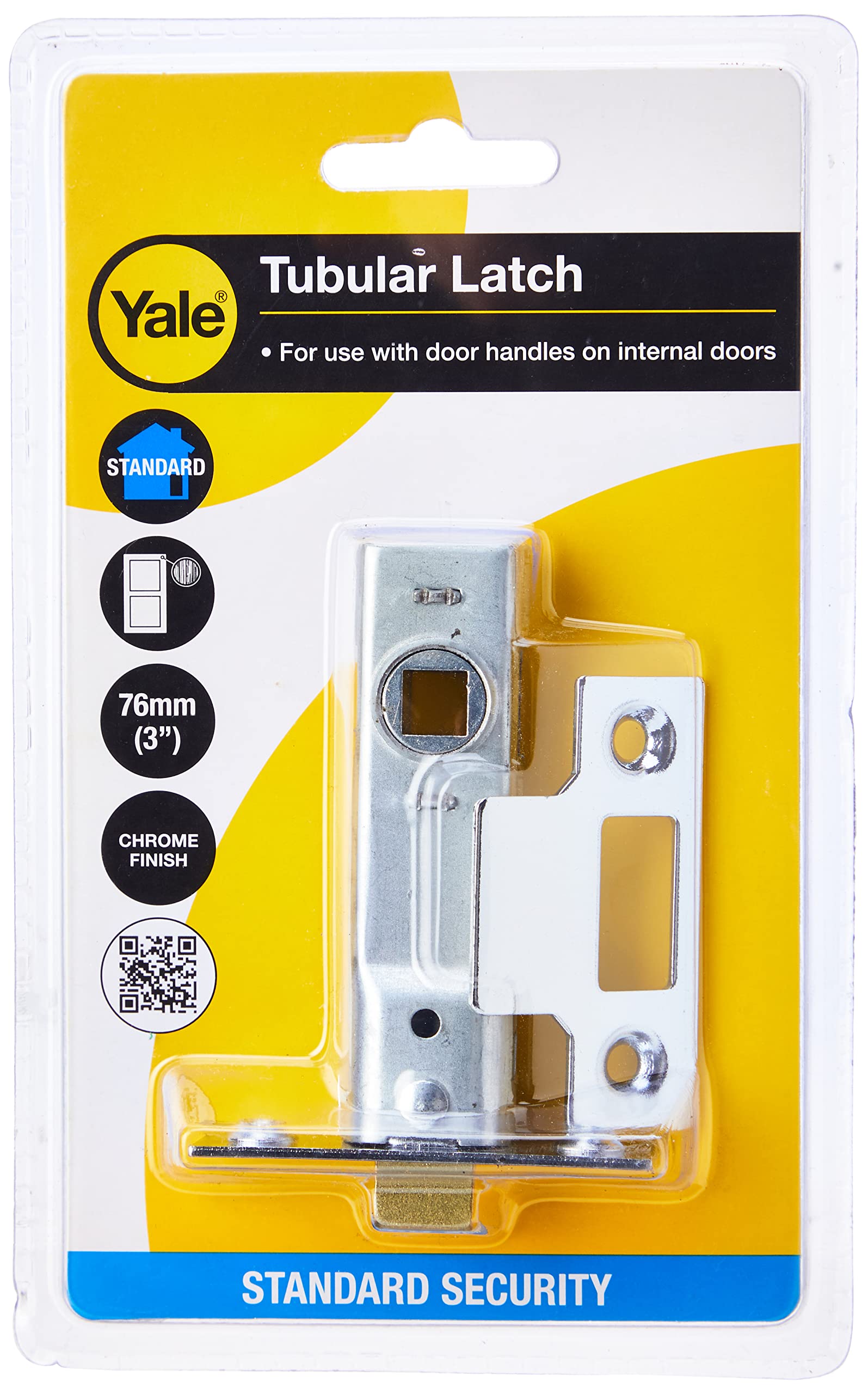 Yale Tubular Mortice Latch Chrome 3In In Polished Chrome Zinc