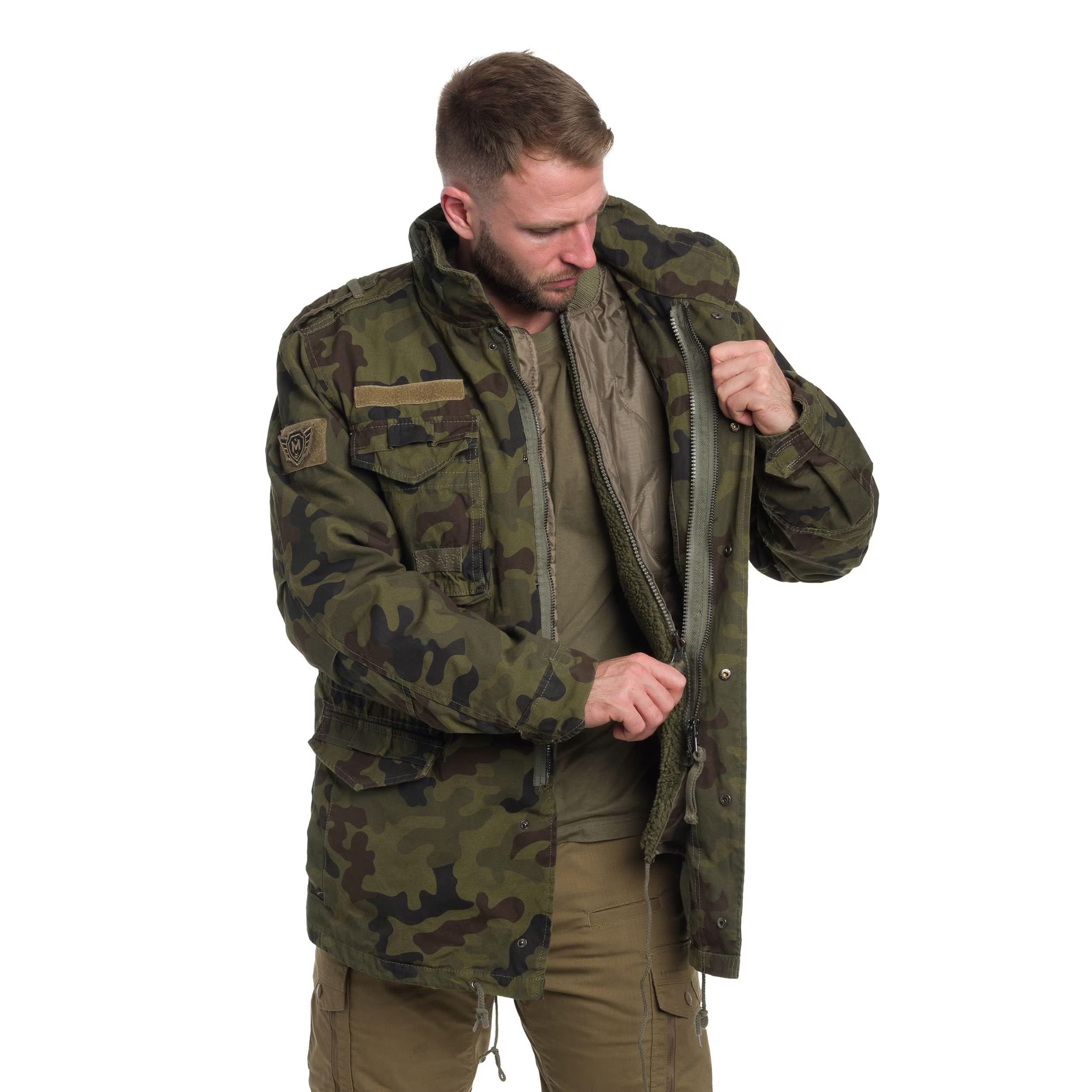 Military Wear M65 Classic kurtka wojskowa Wojska Polskiego wz.93 Panther Kamuflaż, męska kurtka wojskowa z podszewką, całoroczna kurtka taktyczna, mundur wojskowy, 4 kieszenie, odporna na działanie
