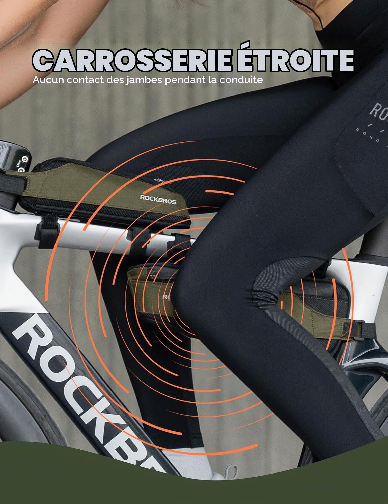 ROCKBROS Sacoche Cadre Vélo 0,65L+1,4L Avant Kit Sac Triangulaire Tube Supérieur Inférieur Amovible Portable Ensemble 2 en 1 Choisir Unité/Combinaison Réfléchissant Vélo Course Gravel VTT Vert Foncé