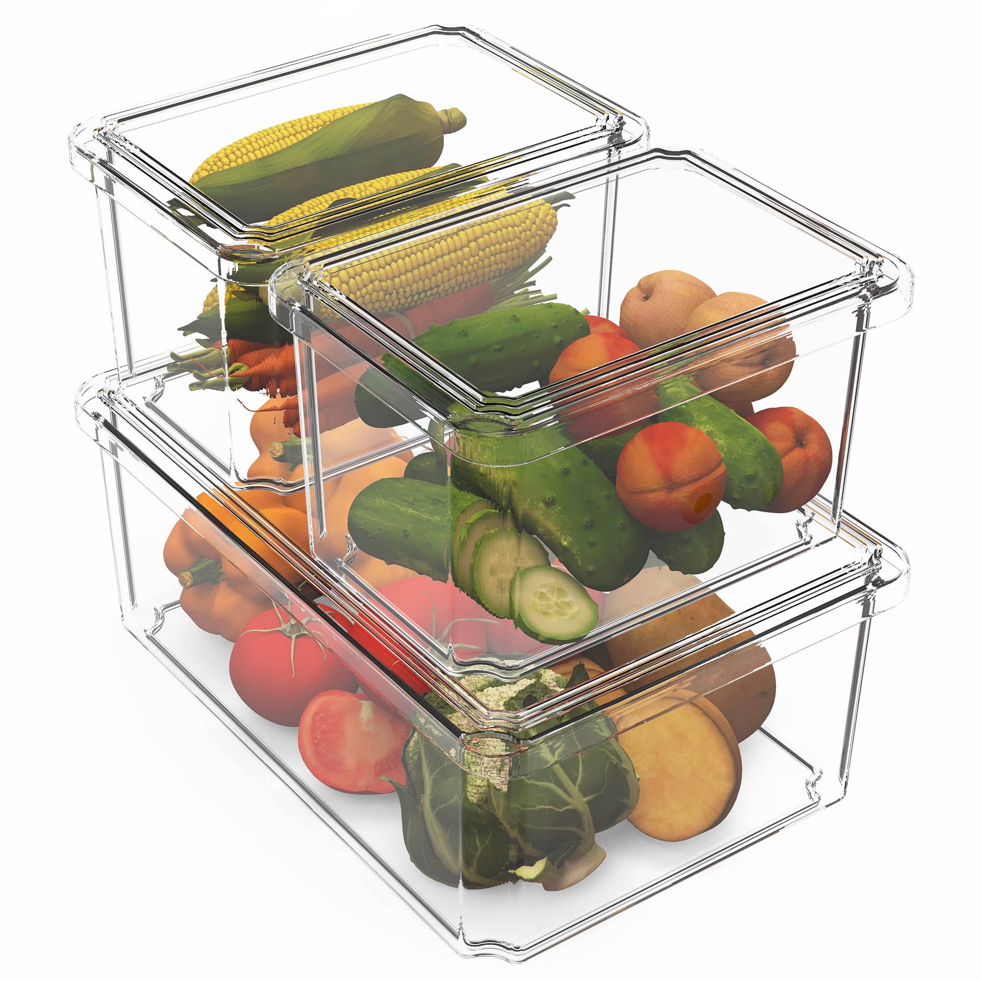 Buy Refrigerator Organizer Bins with Lips BOPEY 2 Medium 1 Large BPA