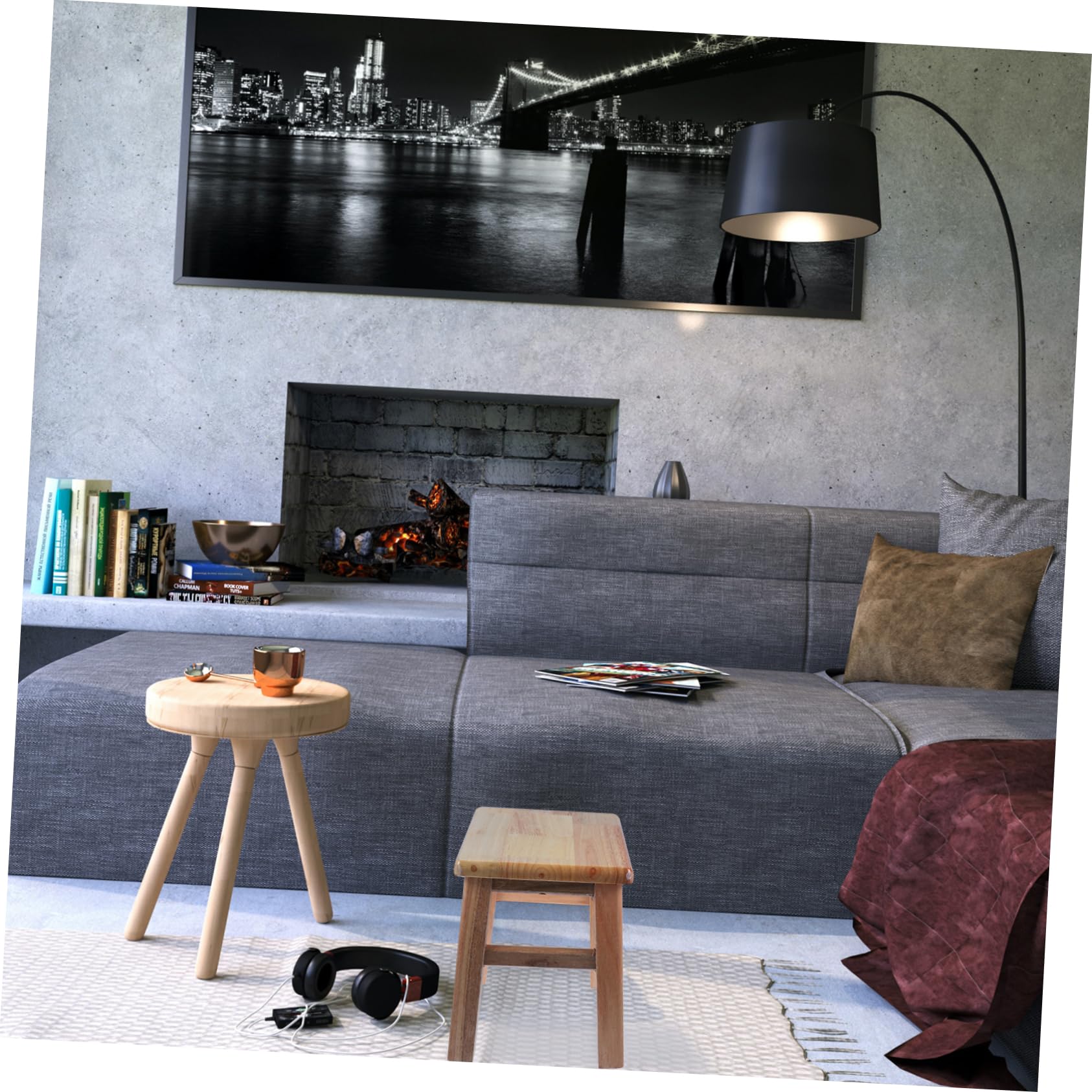 ABOOFAN Children's Square Stool Solid Wood Foot Stool for Living Room Easy to Clean