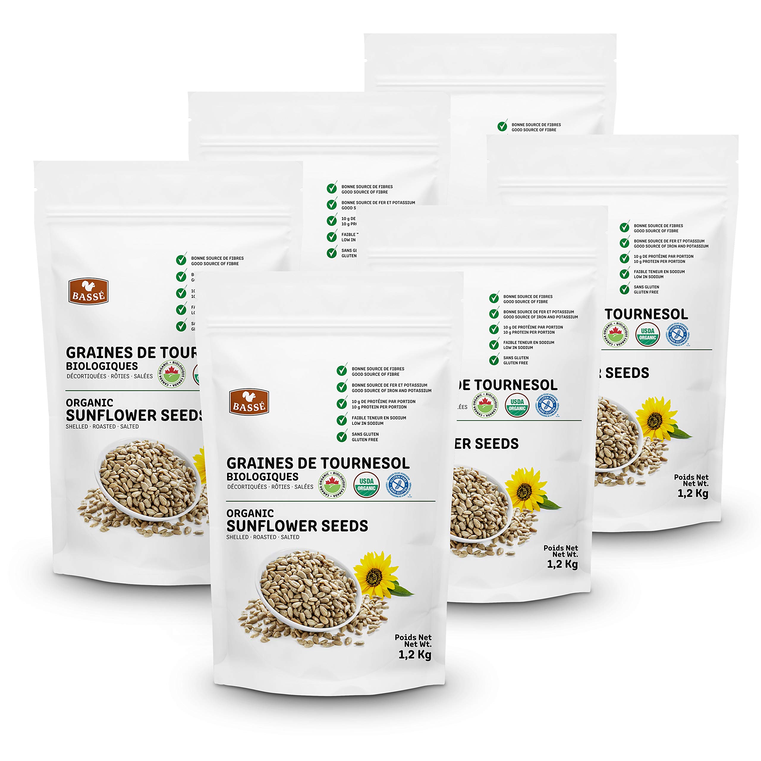 Basse Organic Sunflower Seeds, a Good Source of Fiber, Iron, and Potassium, Gluten Free – Kosher Certified 15.84 lb