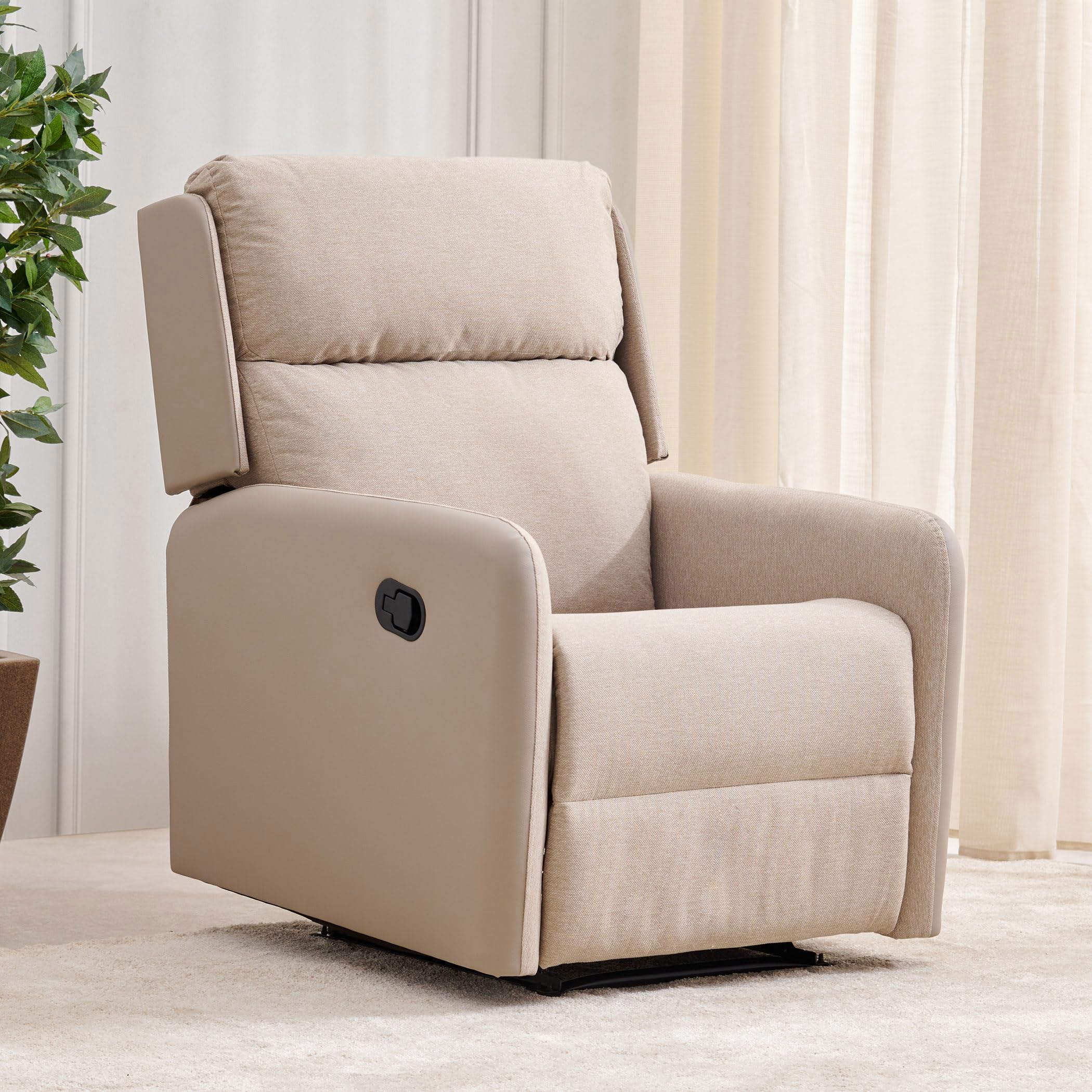 Home Centre 1 Seater Rico Fabric Recliner| Fabric Recliner| (Beige) |2 Year Warranty-image-46