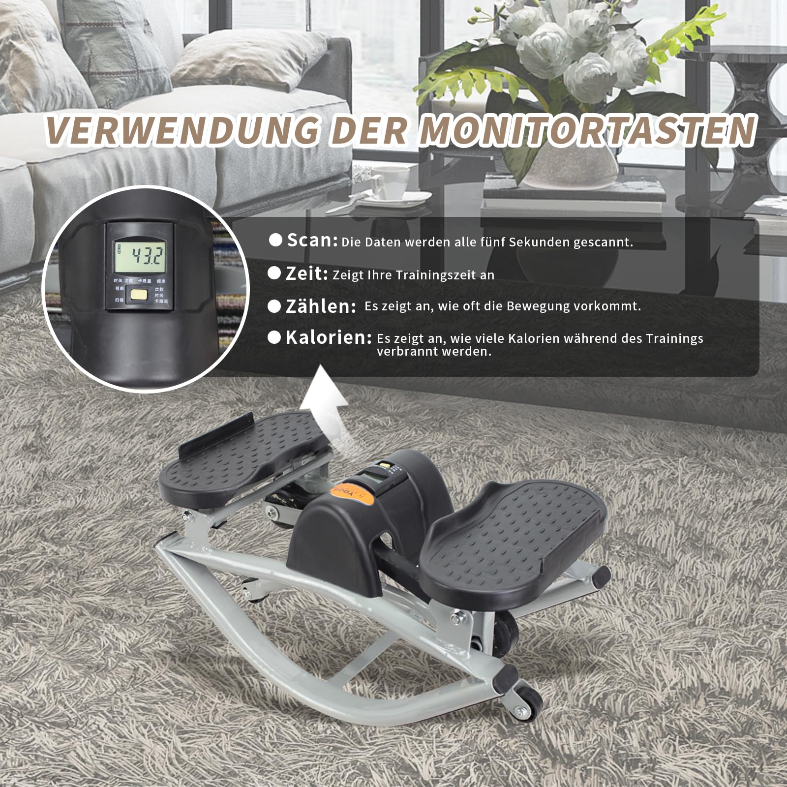 Rock Stepper, Step Rocker seitlich, Seitlich schwingender Fitness-Stepper Heimtrainingsgerät, Fitnessgerät geeignet für Zuhause, Wohnung und Studentenwohnheim