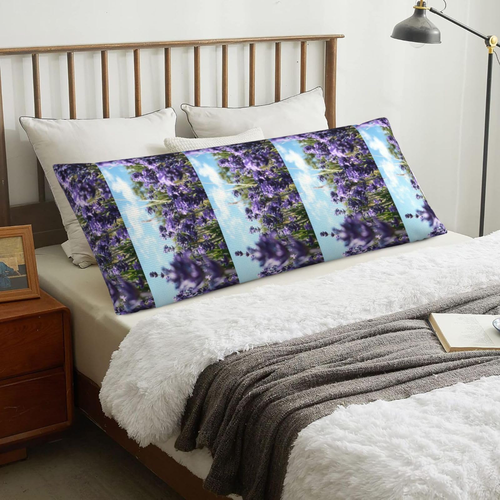 Lavender, Body Pillow Cover with Zipper,Long Body Pillowcase 20 x 60 in