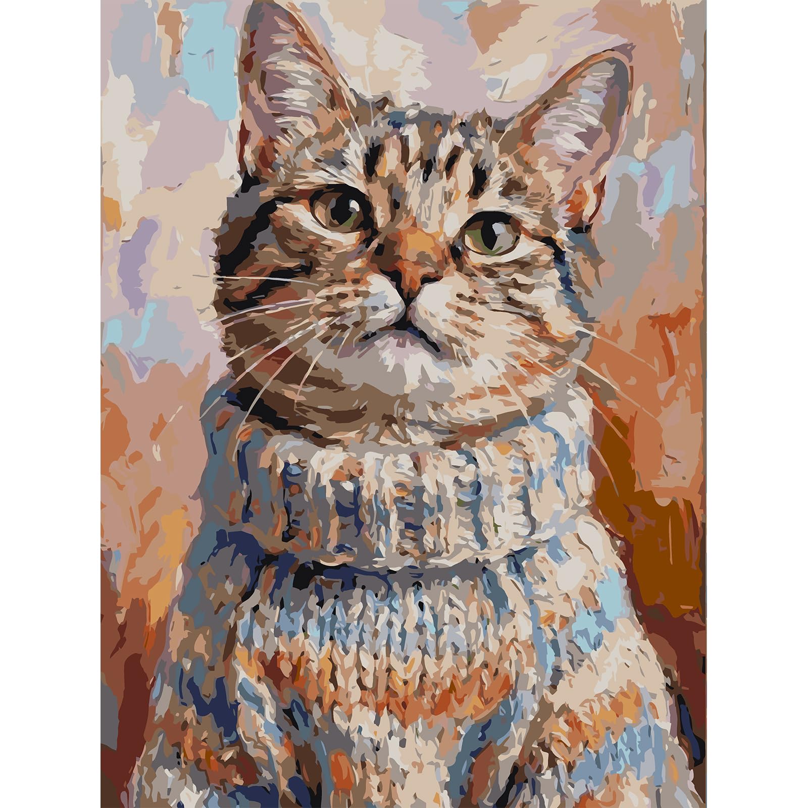 DIY Tabby Cat Paint by Numbers Kits Drawing Paintwork on Canvas 11.81x15.75inch with Frame Canvas Oil Painting Number Painting for Beginners Adults Gift Home Wall Decor