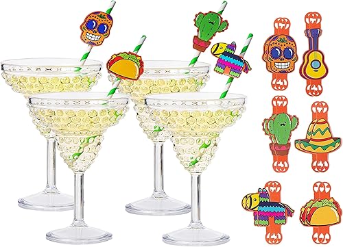 Vasos de Margarita irrompibles  Juego de 4 vasos desechables de margarita irrompibles Copas para Margaritas con capacidad de 12 onzas, 12 pajitas de disponible en Yaxa Venezuela