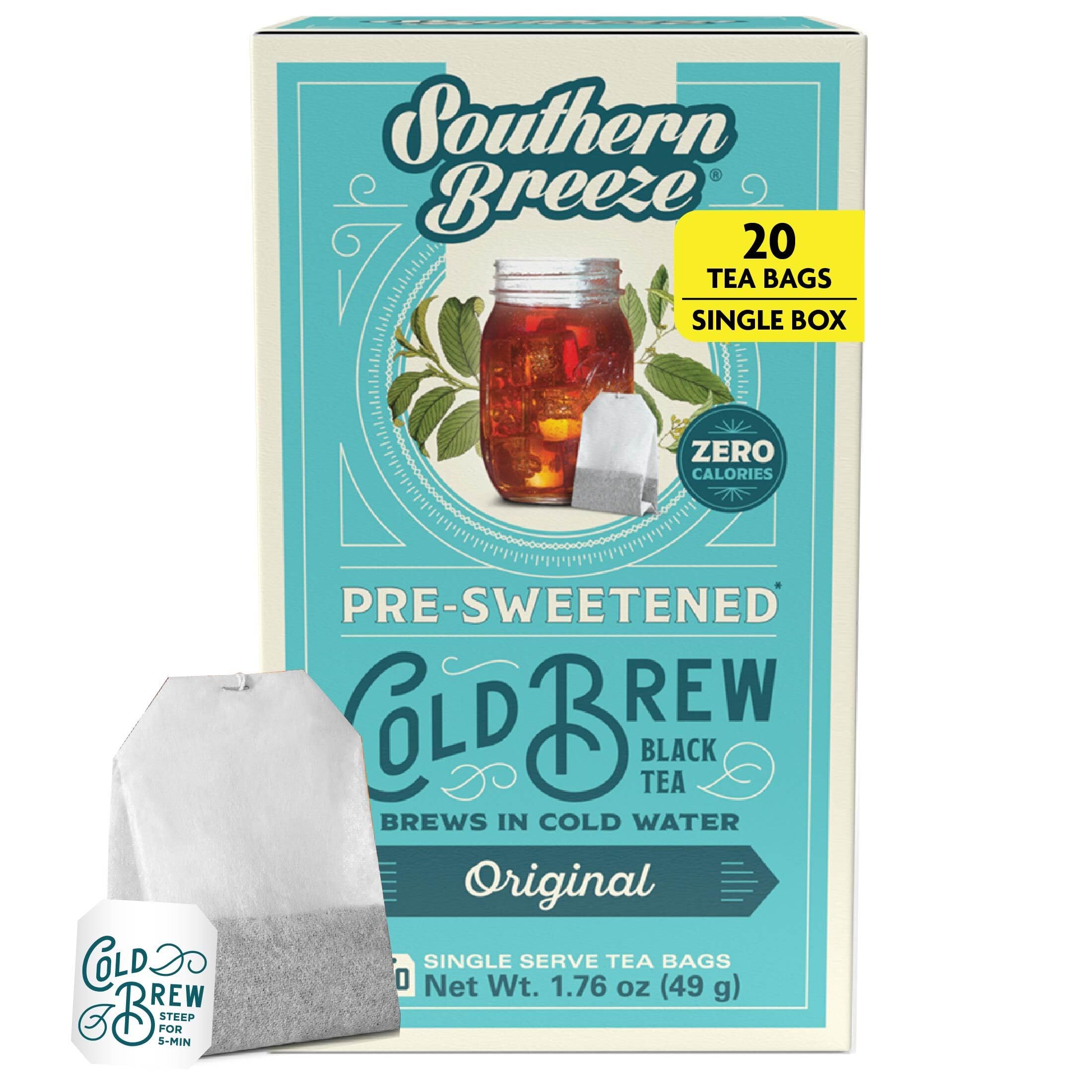 Cold Brew Sweet Tea Original Iced Tea with Black Tea and Zero Carbs Zero Sugar, 20 Individually Wrapped Tea Bags Southern Sweet Tea Iced Tea Beverage