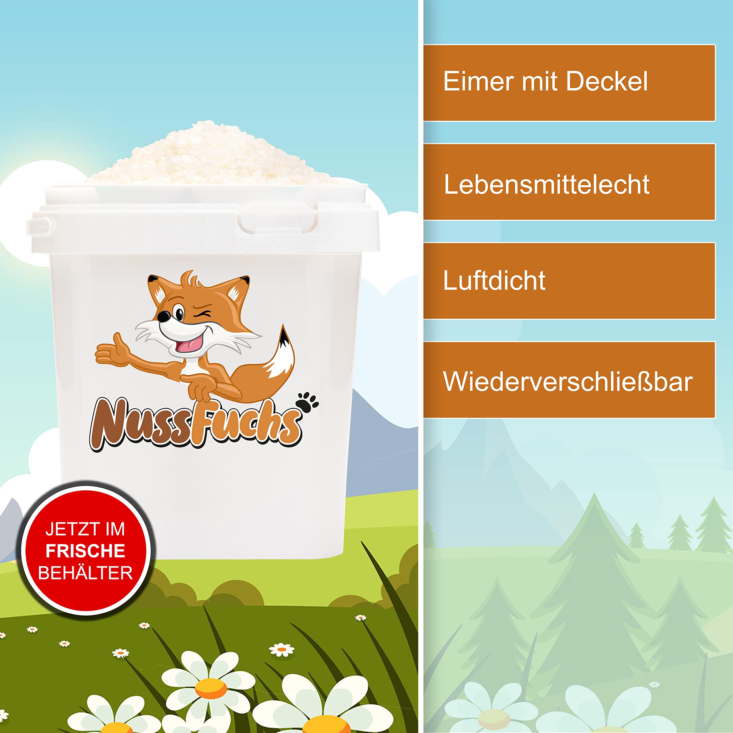 Bienenwachs Pastillen weiß 3kg im Eimer ohne künstliche Aromen NussFuchs