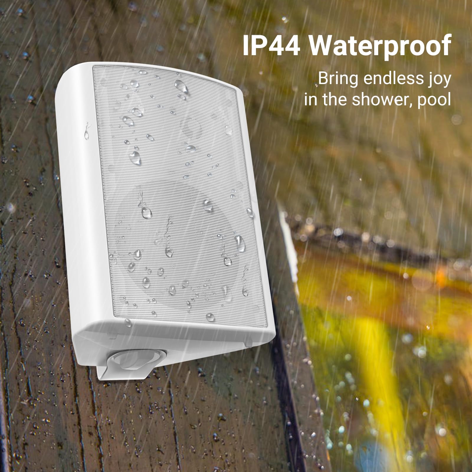 STUDIOFINIX 6,5 Zoll 400 Watt Wasserdicht Außenlautsprecher Outdoor-Lautsprecher Bluetooth Wandhalterung Lautsprecher Wasserdicht Wetterfest für Patio Garage Home Outdoor (Weiß)