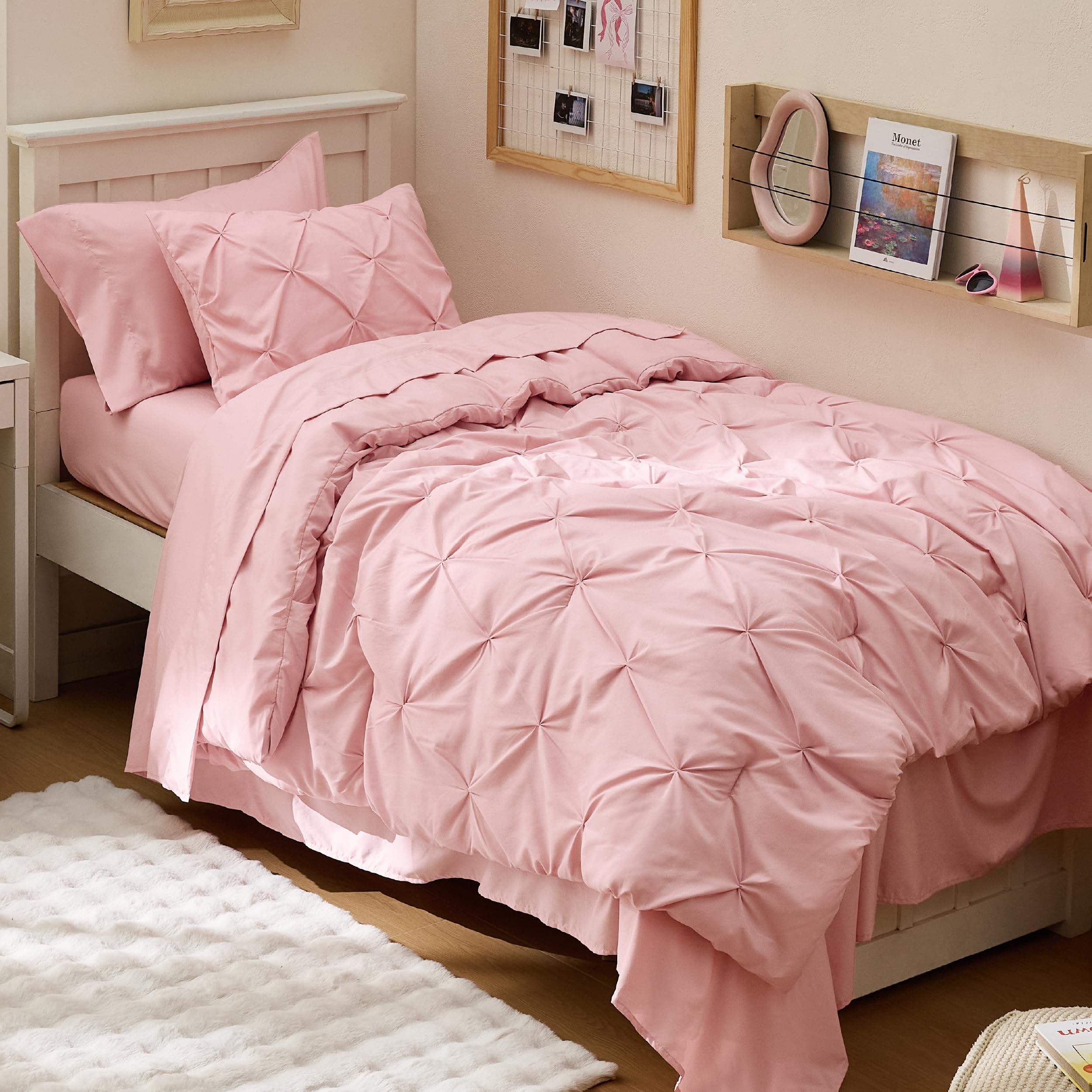 Bedsure Twin XL Comforter Set Pink